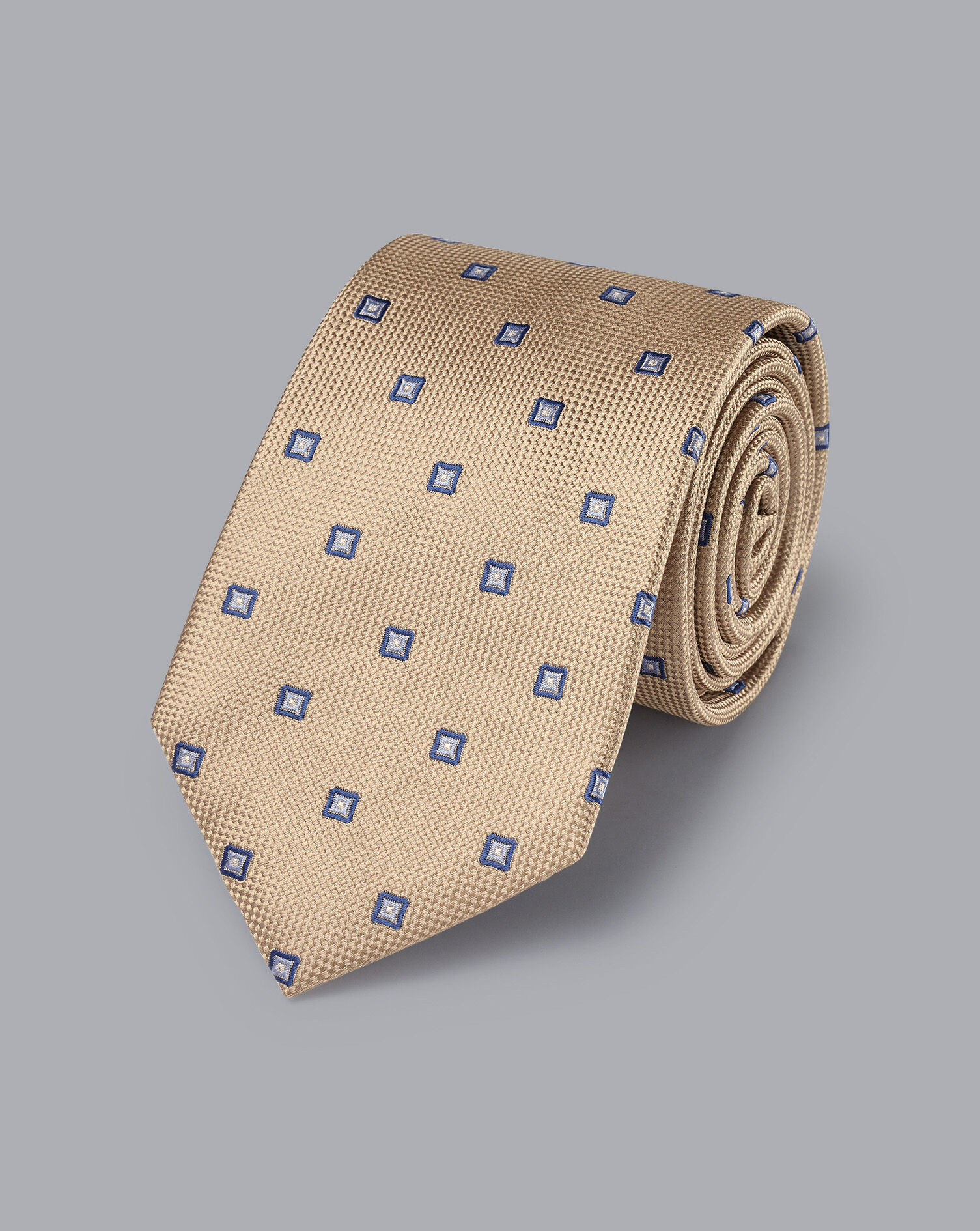 Charles Tyrwhitt Silk Square Print Tie - Tan