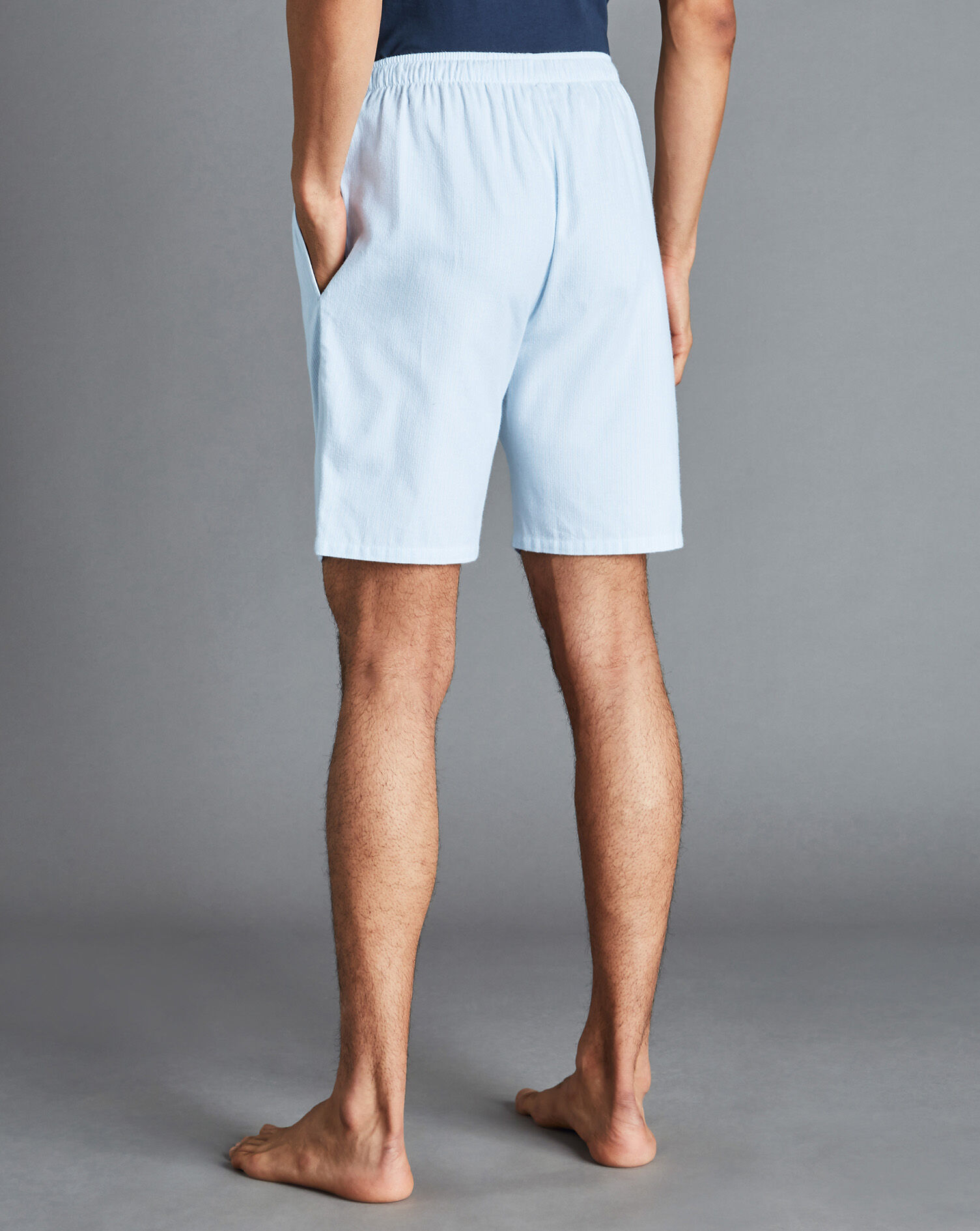 Charles Tyrwhitt Fine Stripe Pajama Shorts - Sky Blue