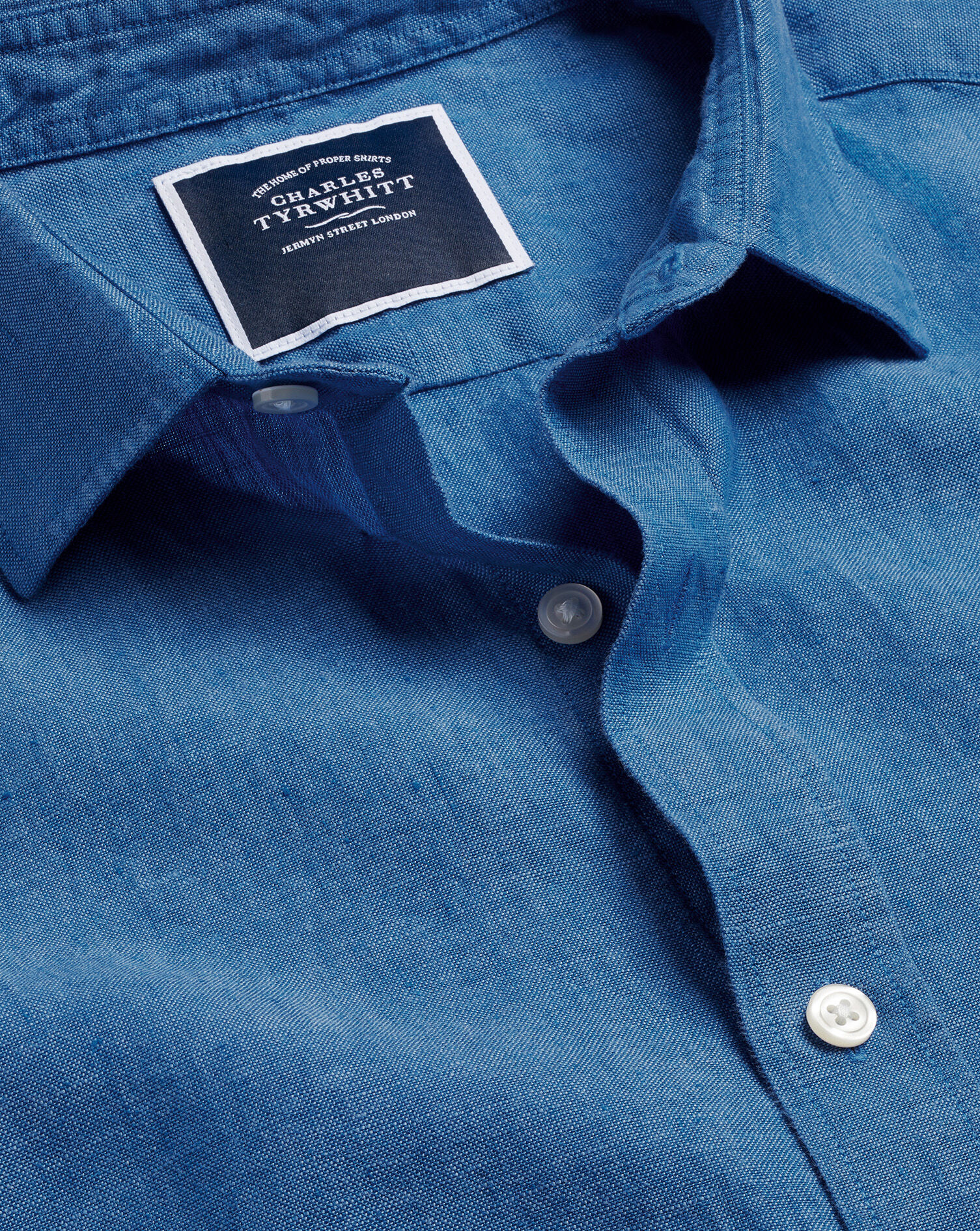 Charles Tyrwhitt Pure Linen Shirt - Ocean Blue