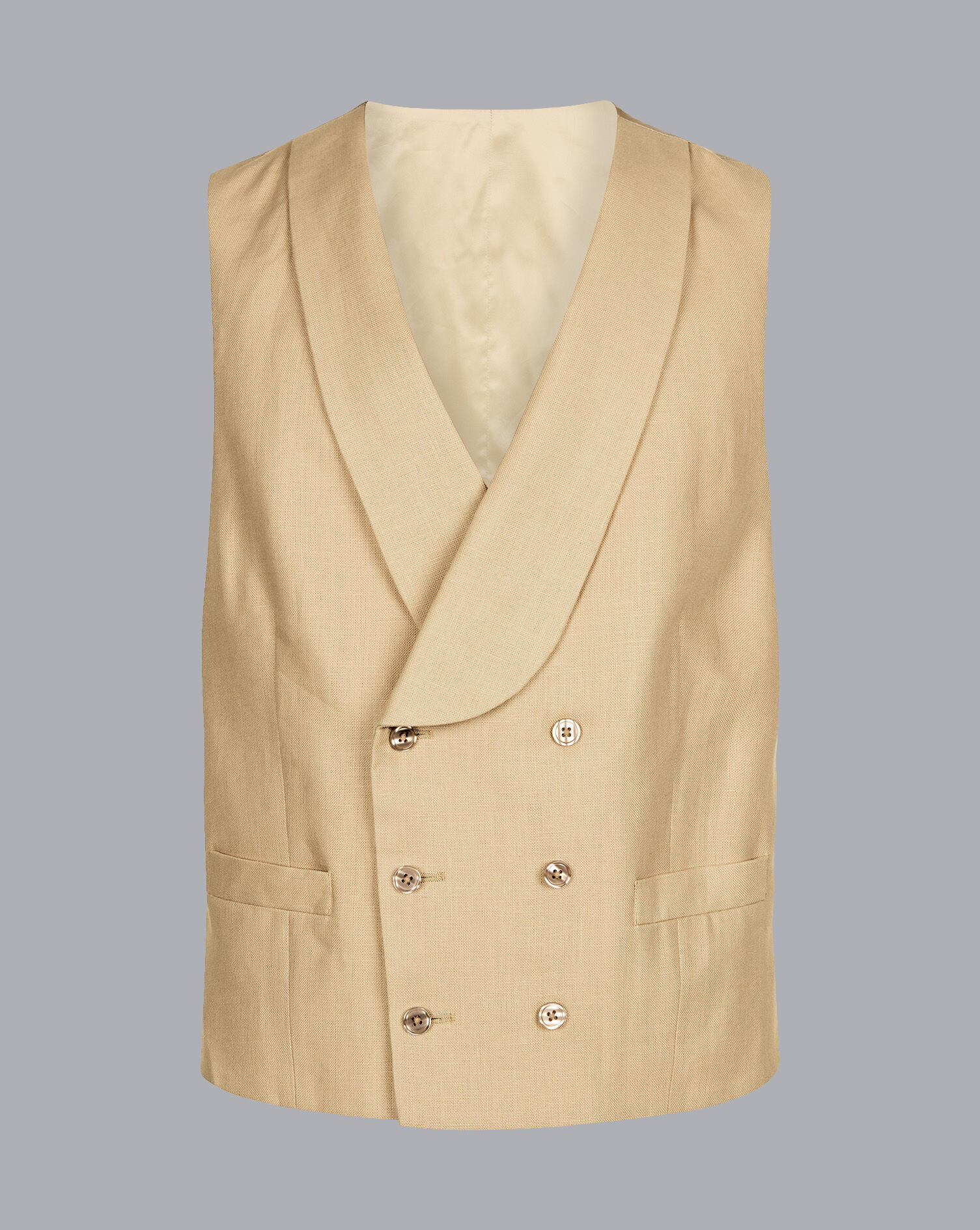 Charles Tyrwhitt Linen Morning Suit Vest - Buff