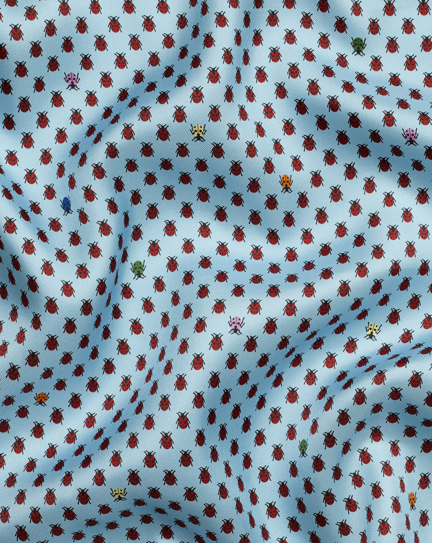 Charles Tyrwhitt Lady Bird Print Pocket Square - Light Blue