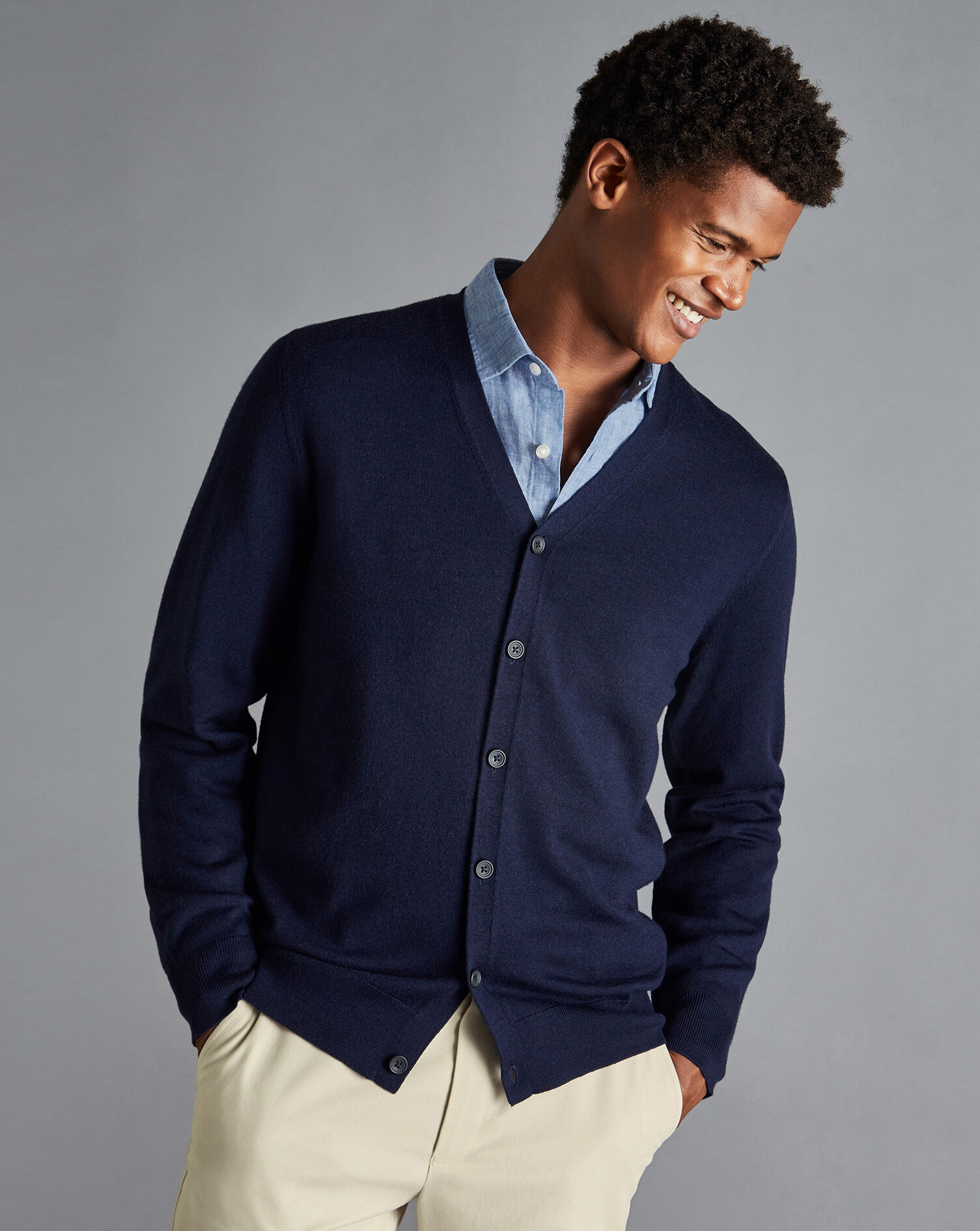 Charles Tyrwhitt Merino Cardigan - Navy