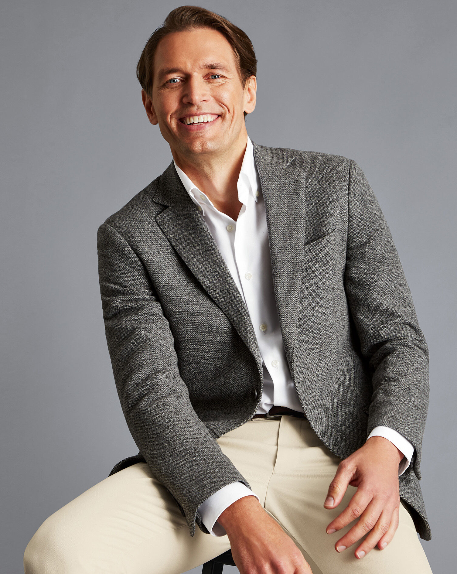 Charles Tyrwhitt Textured Wool Jacket - Taupe