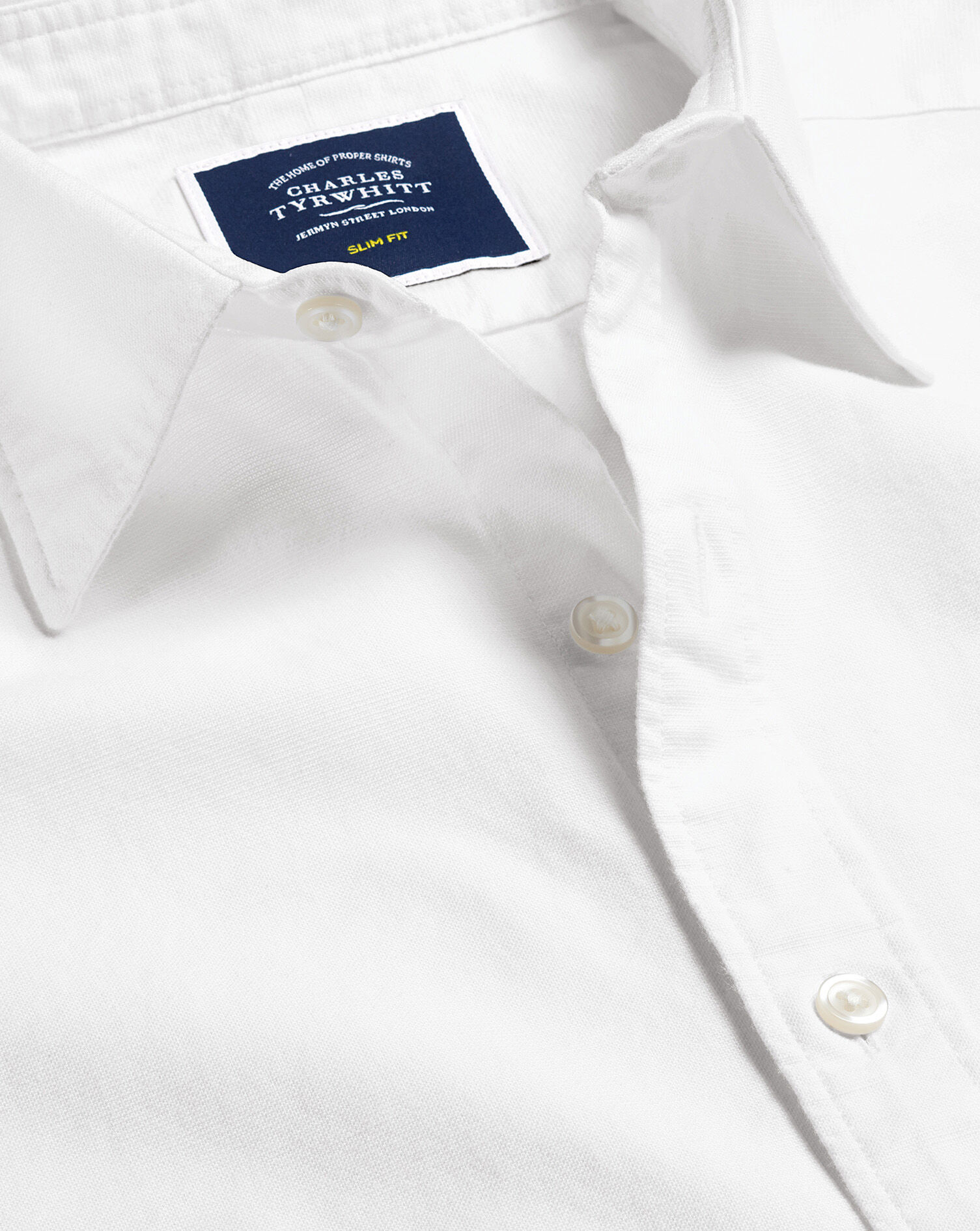Charles Tyrwhitt Cotton Linen Oxford Short Sleeve Shirt - White
