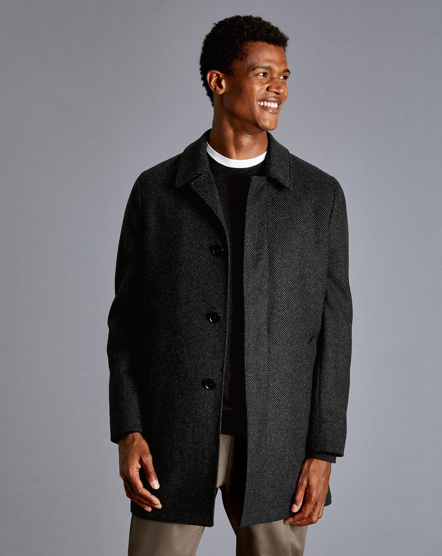 Charles Tyrwhitt Birdseye Car Coat - Charcoal