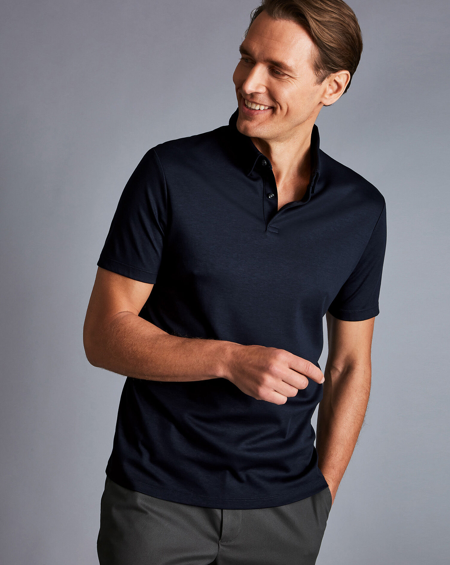 Charles Tyrwhitt Smart Jersey Polo - Navy