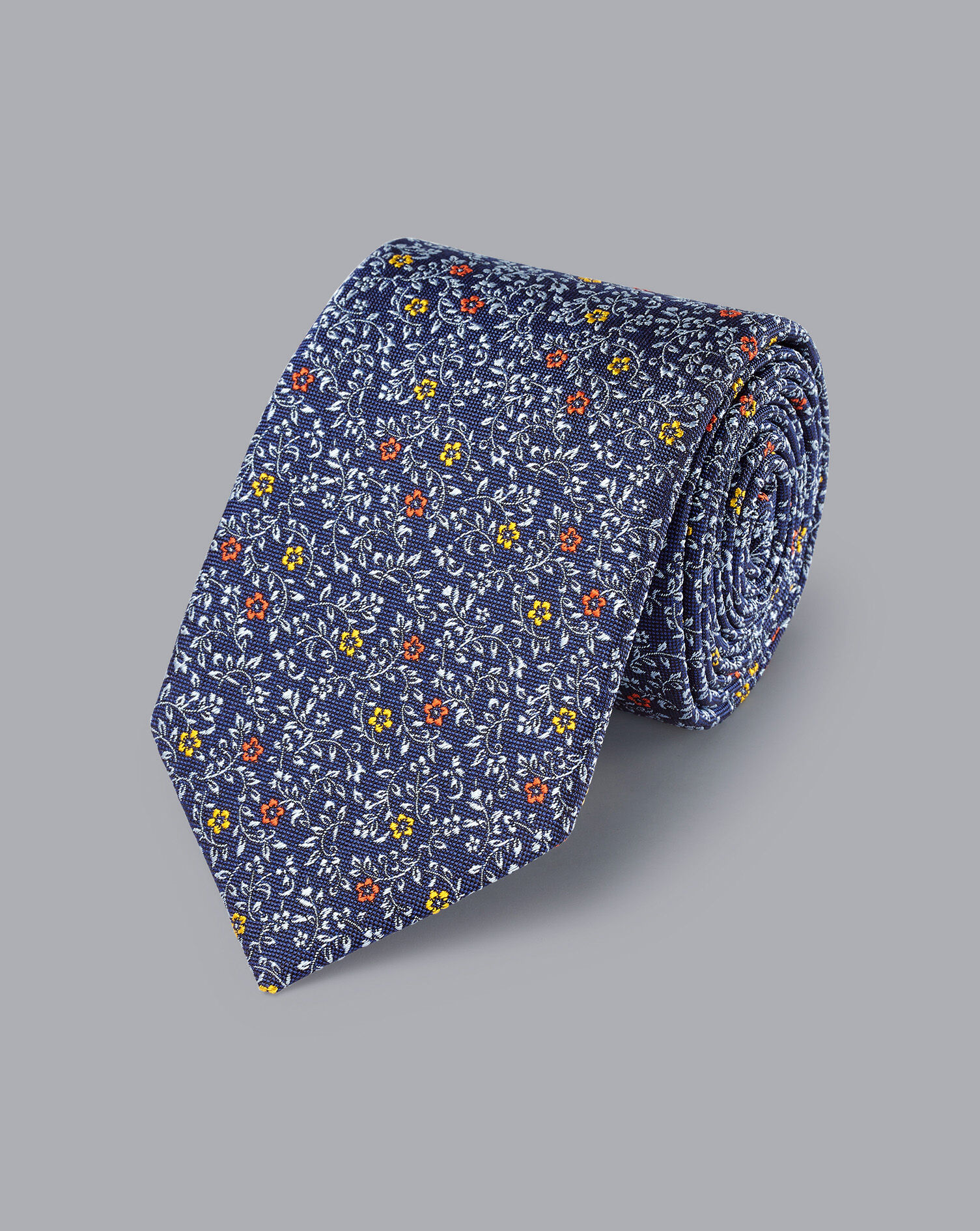 Charles Tyrwhitt Silk English Luxury Design Tie - Indigo Blue & Light Blue