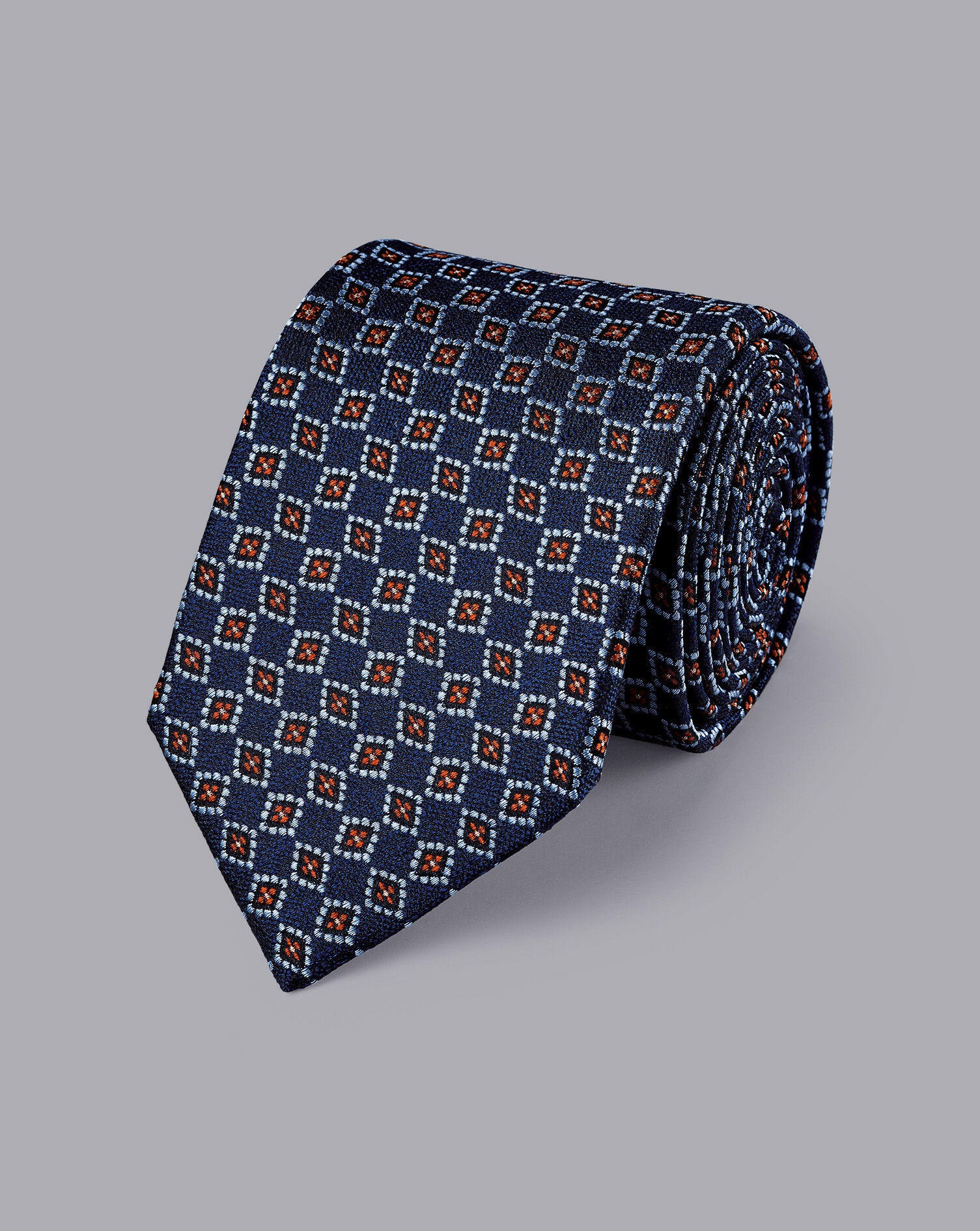 Charles Tyrwhitt Stain Resistant Floral Silk Tie - Indigo Blue