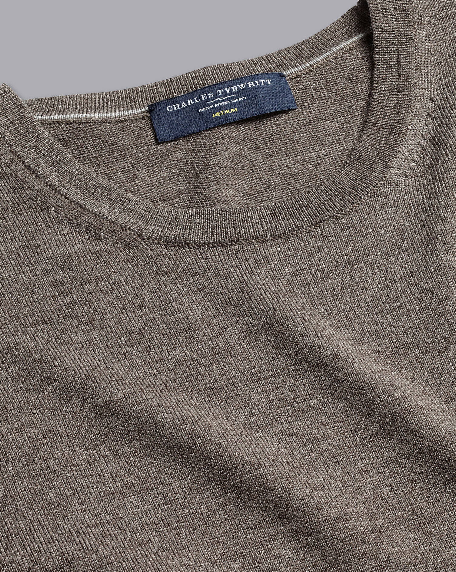 Charles Tyrwhitt Merino Crew Neck Sweater - Mocha