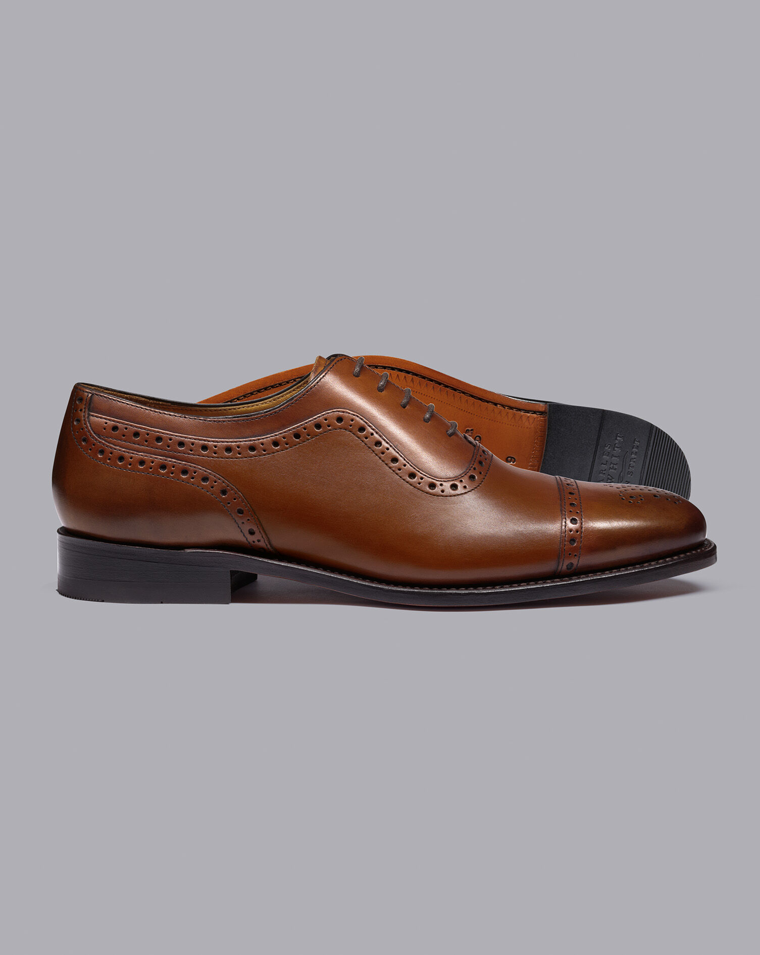 Charles Tyrwhitt Goodyear Welted Oxford Brogue Shoes - Chestnut Brown