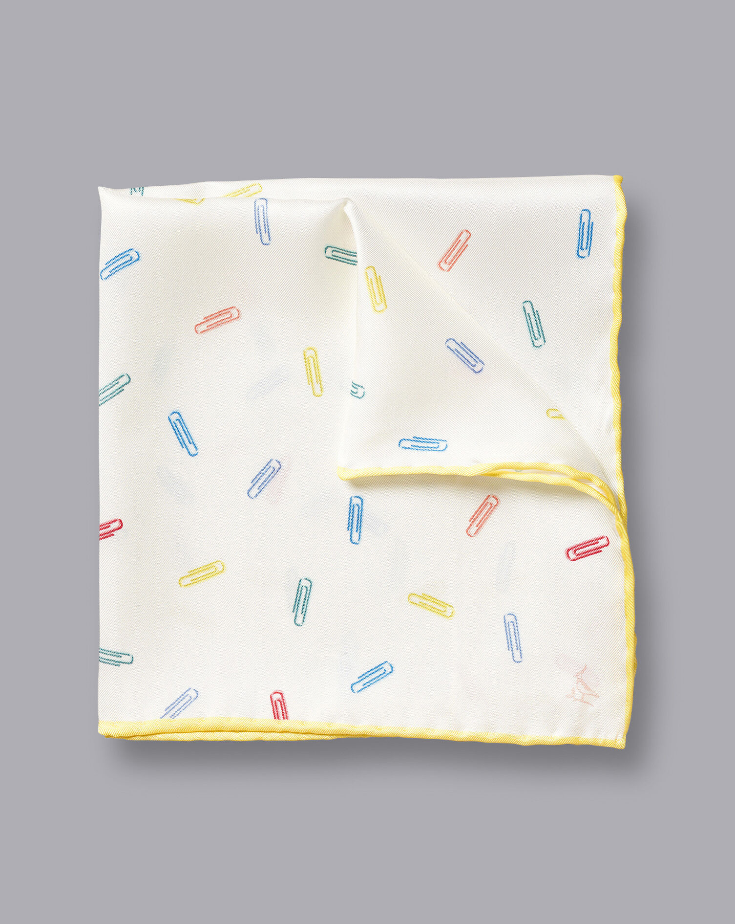 Charles Tyrwhitt Paper Clip Print Pocket Square - Ivory Multi