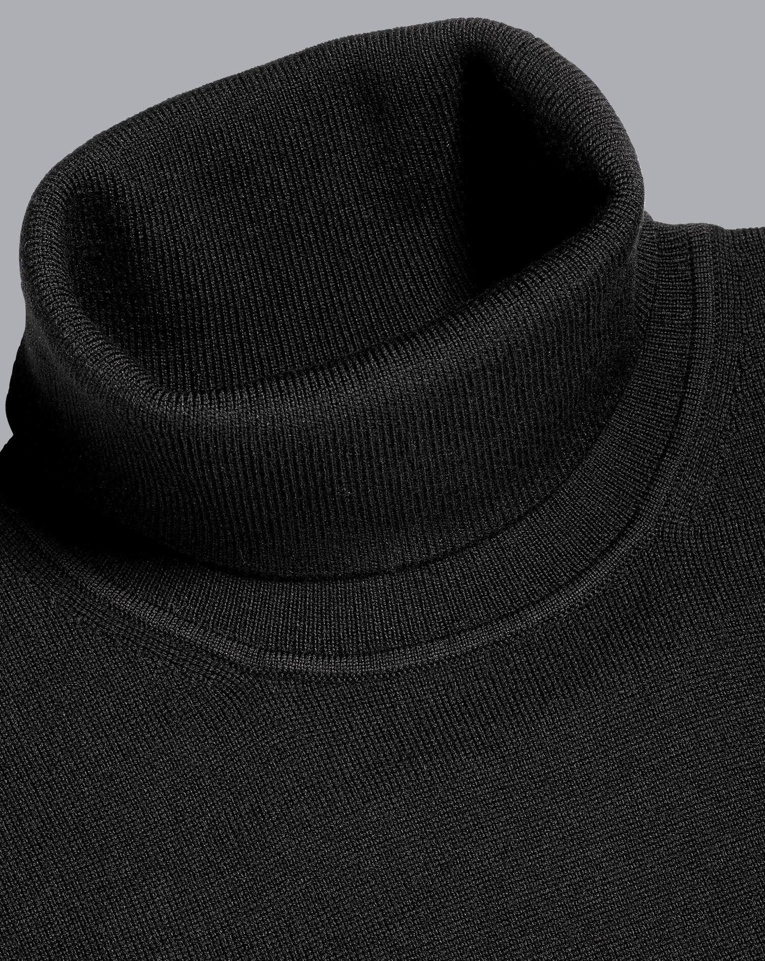 Charles Tyrwhitt Merino Roll Neck Sweater - Black