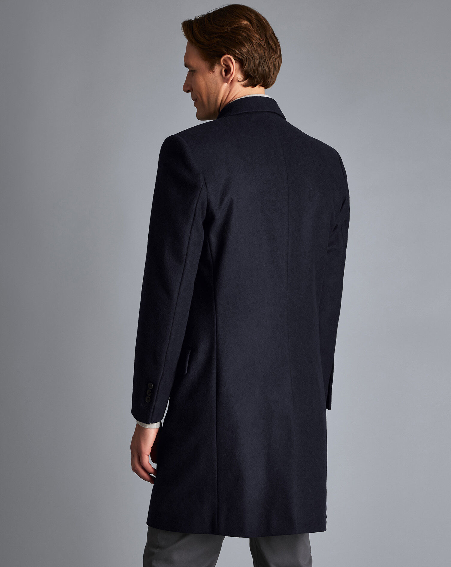 Charles Tyrwhitt Italian Wool Cashmere Overcoat - Navy