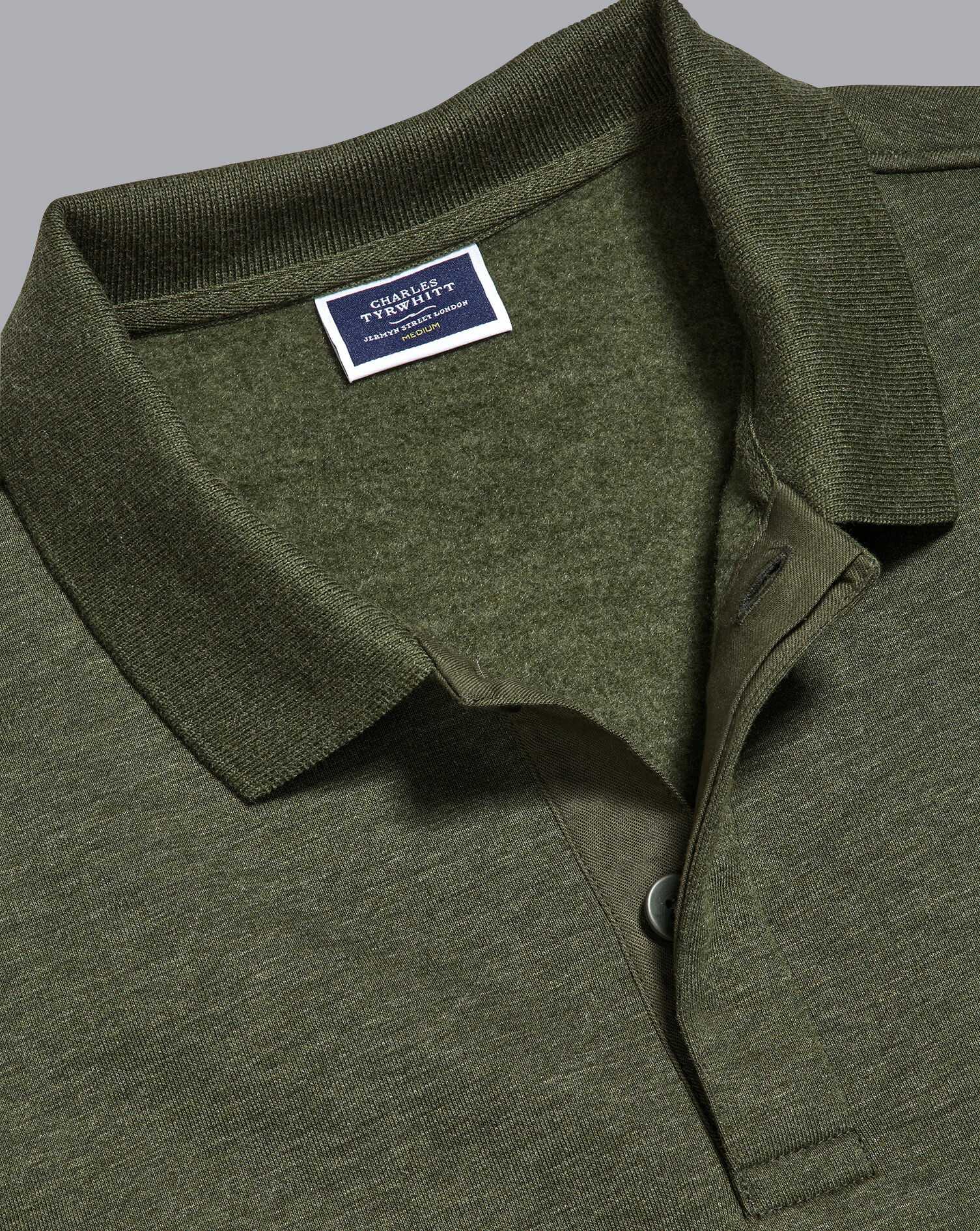 Charles Tyrwhitt Long Sleeve Polo Sweatshirt - Olive