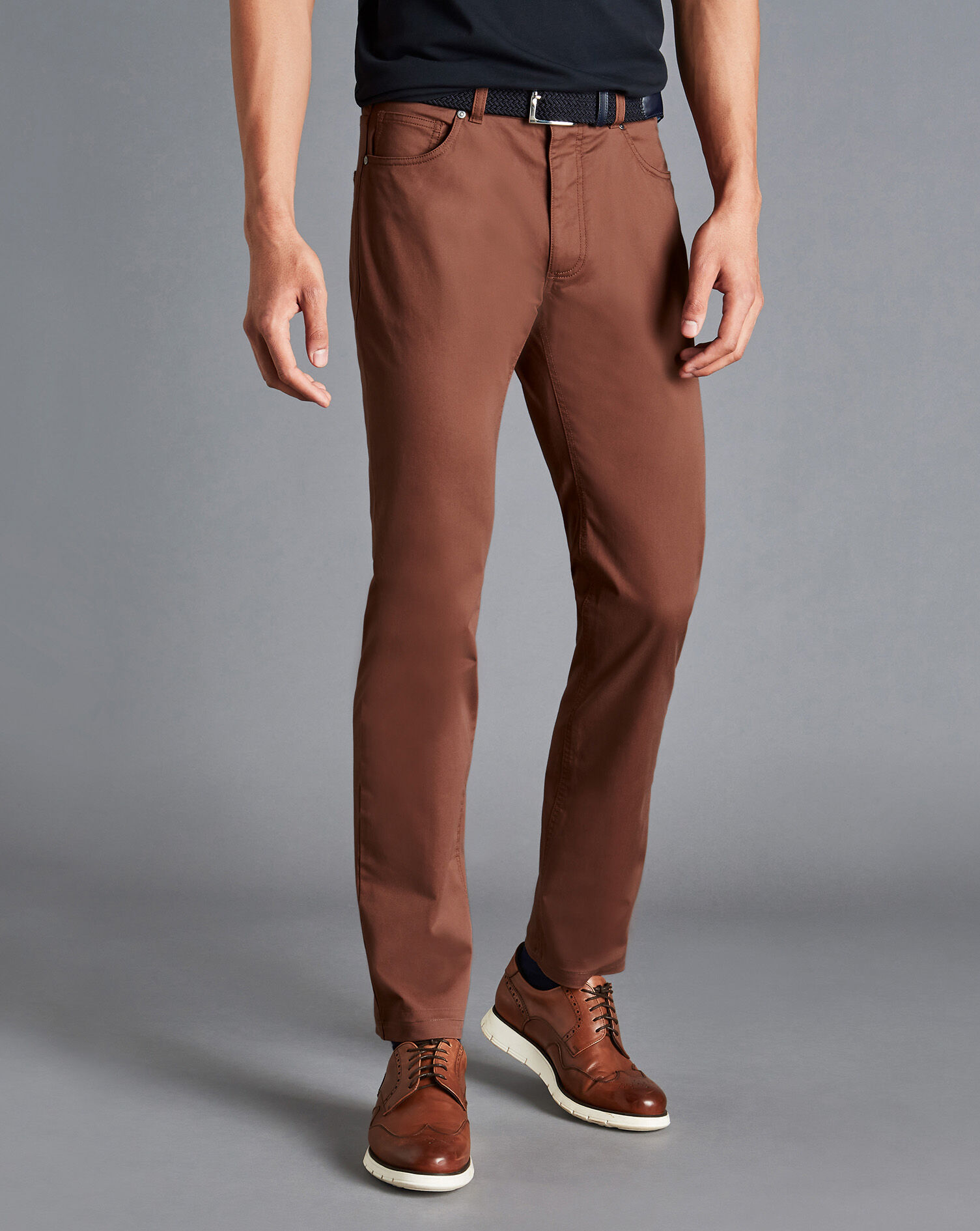 Charles Tyrwhitt Cotton Stretch 5-Pocket Pants - Rust