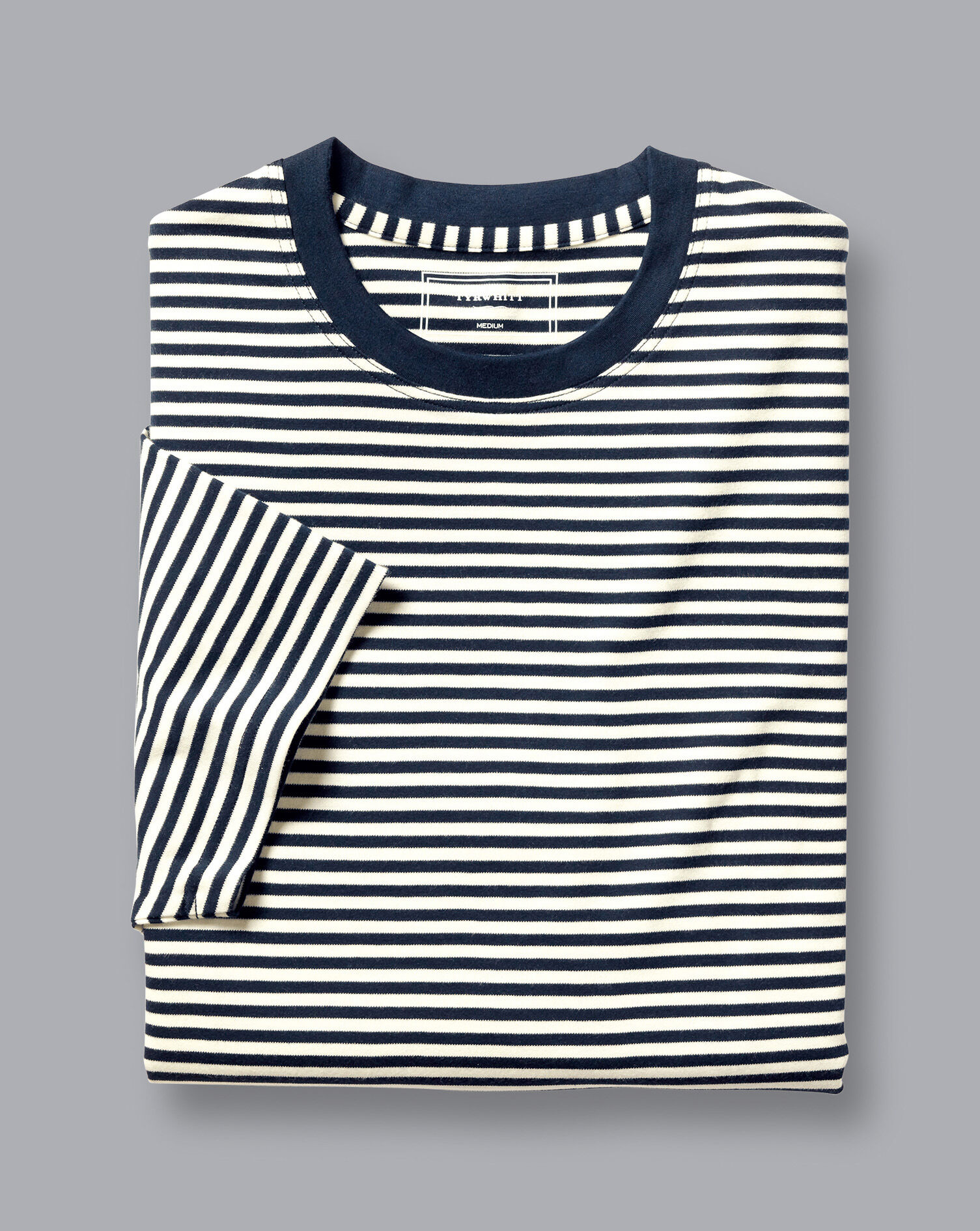 Charles Tyrwhitt Smart Jersey Stripe Tyrwhitt T-Shirt - Navy & Ecru