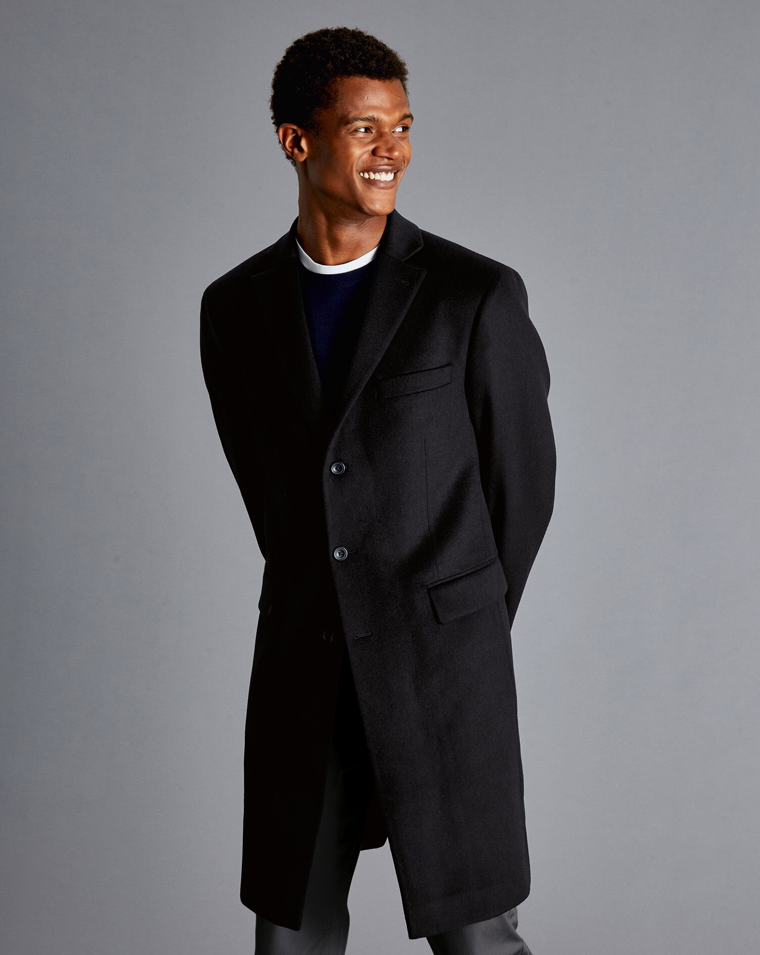 Charles Tyrwhitt Wool Cashmere Overcoat - Black