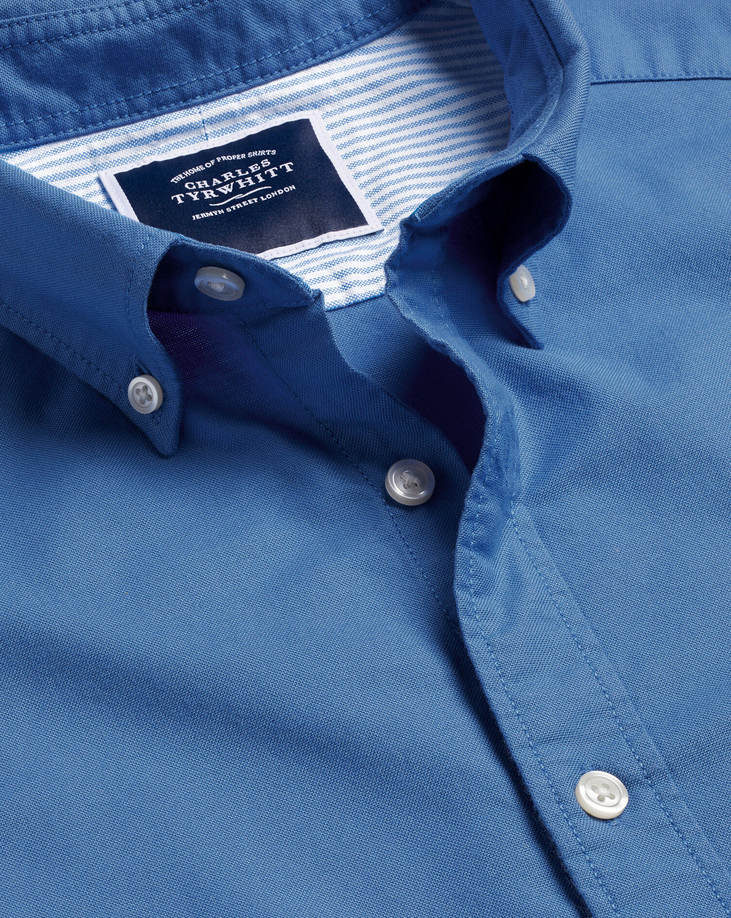 Charles Tyrwhitt Button-Down Collar Washed Oxford Shirt - Ocean Blue