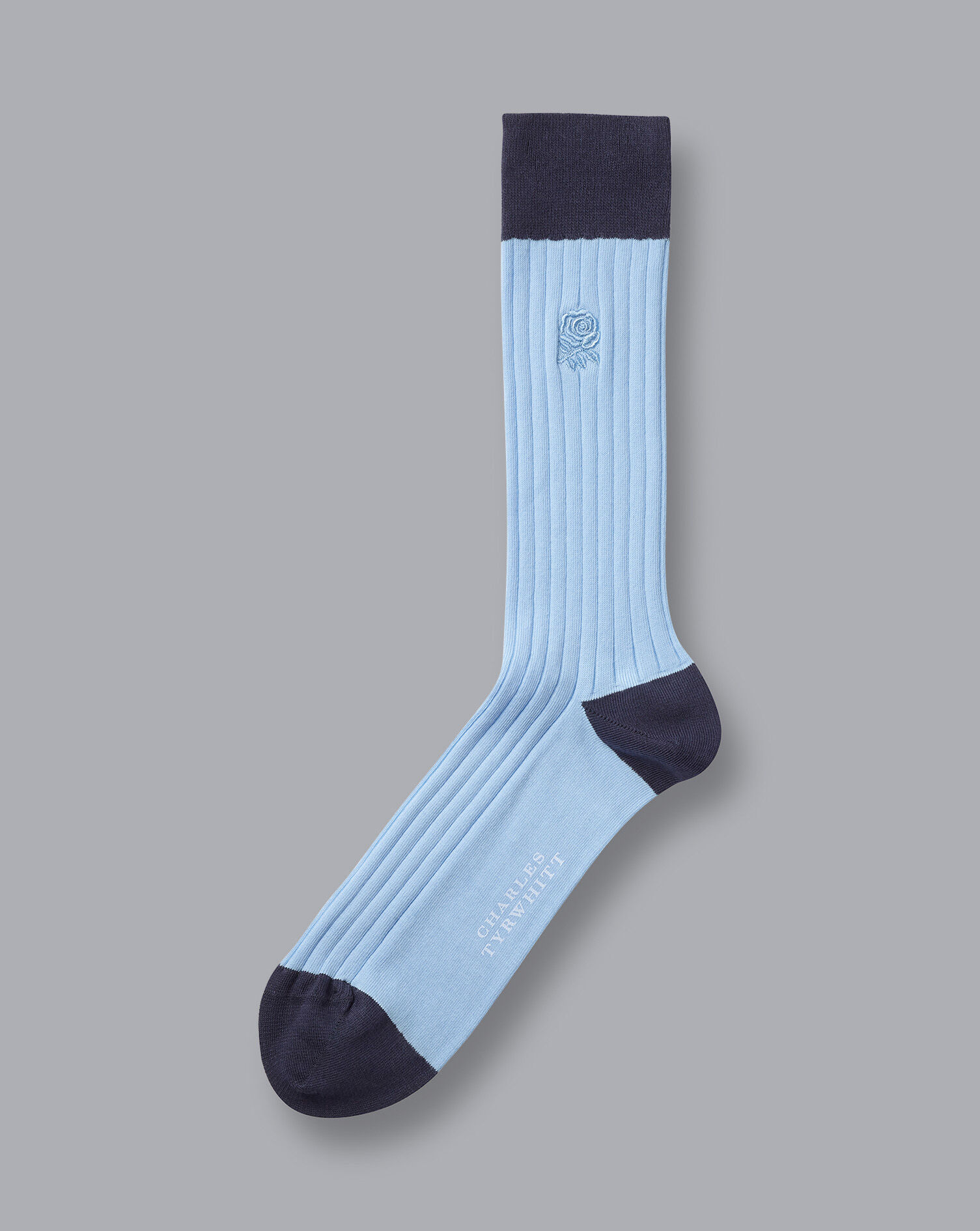 Charles Tyrwhitt England Rugby Cotton Rib Socks - Light Blue