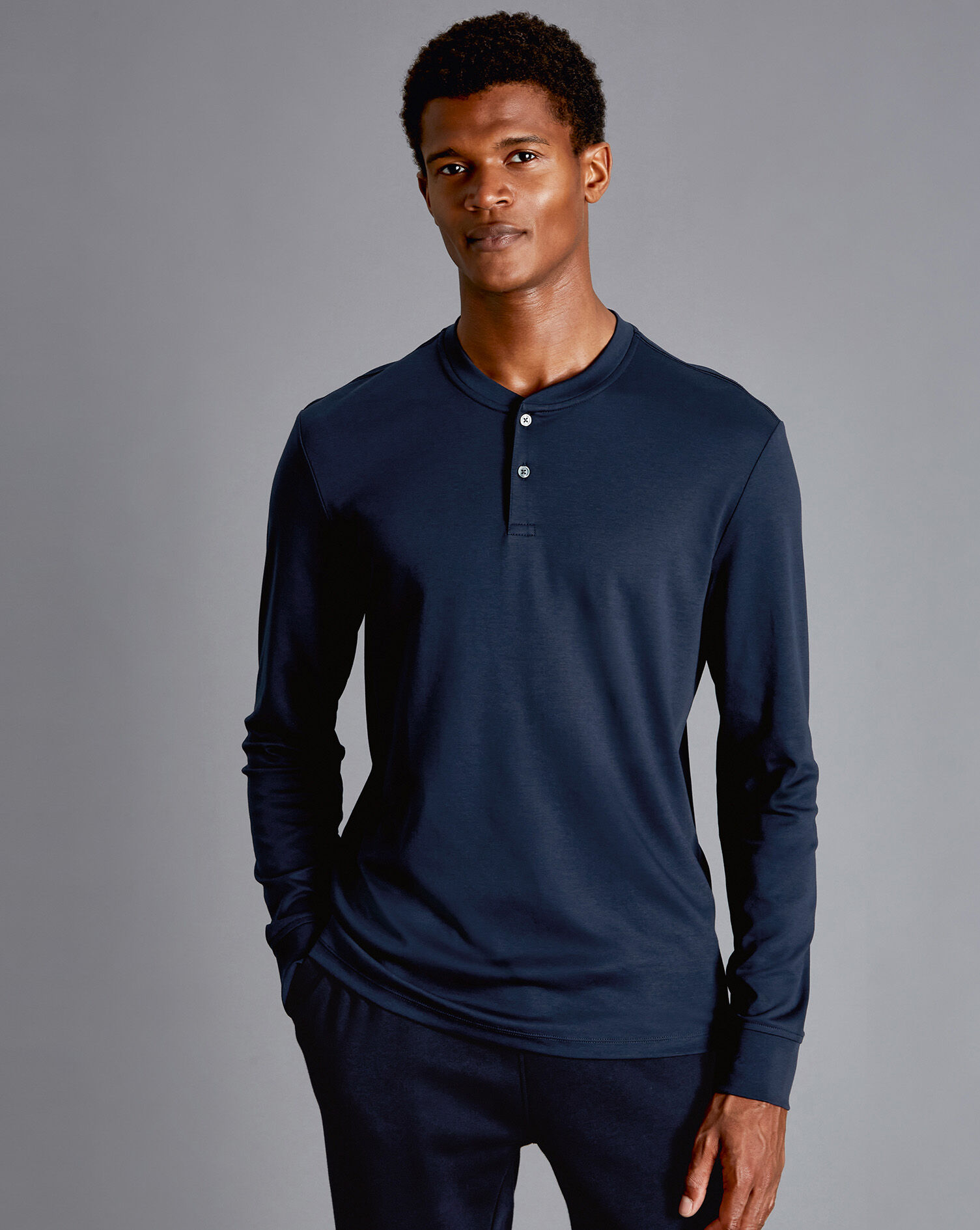 Charles Tyrwhitt Henley Long Sleeve Top - Navy