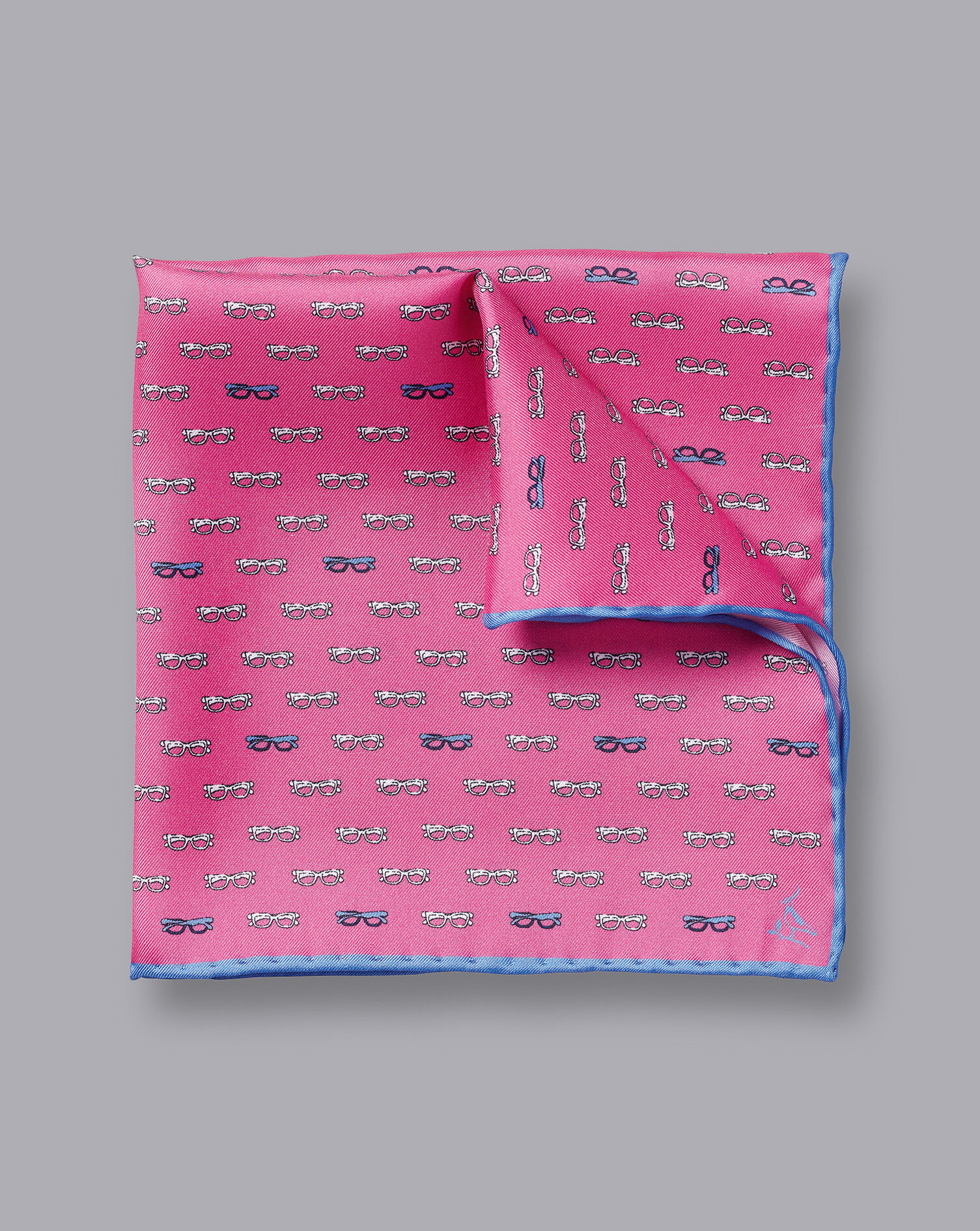 Charles Tyrwhitt Glasses Print Pocket Square - Bright Pink