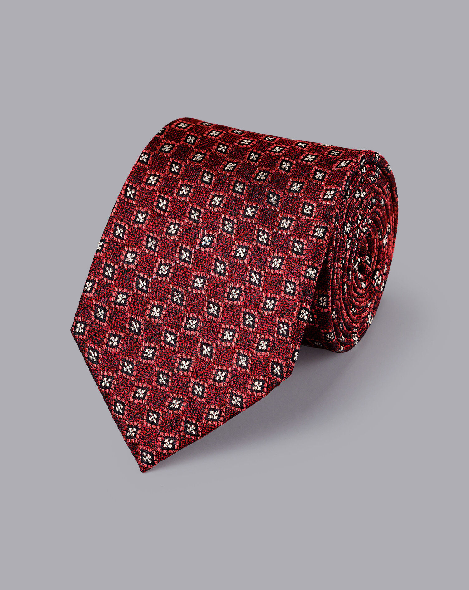 Charles Tyrwhitt Stain Resistant Floral Silk Tie - Maroon Red