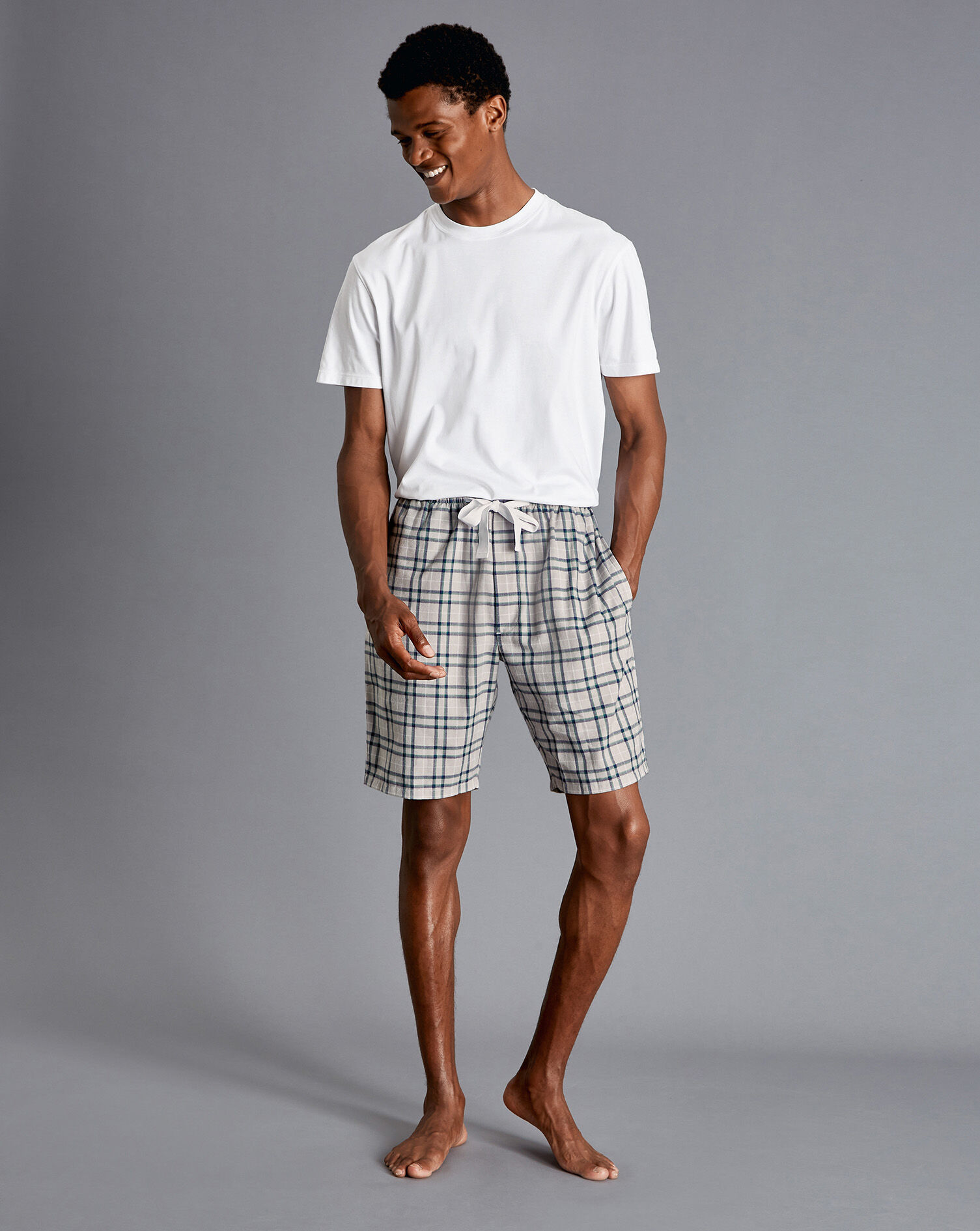 Charles Tyrwhitt Check Pajama Shorts - Grey & Navy