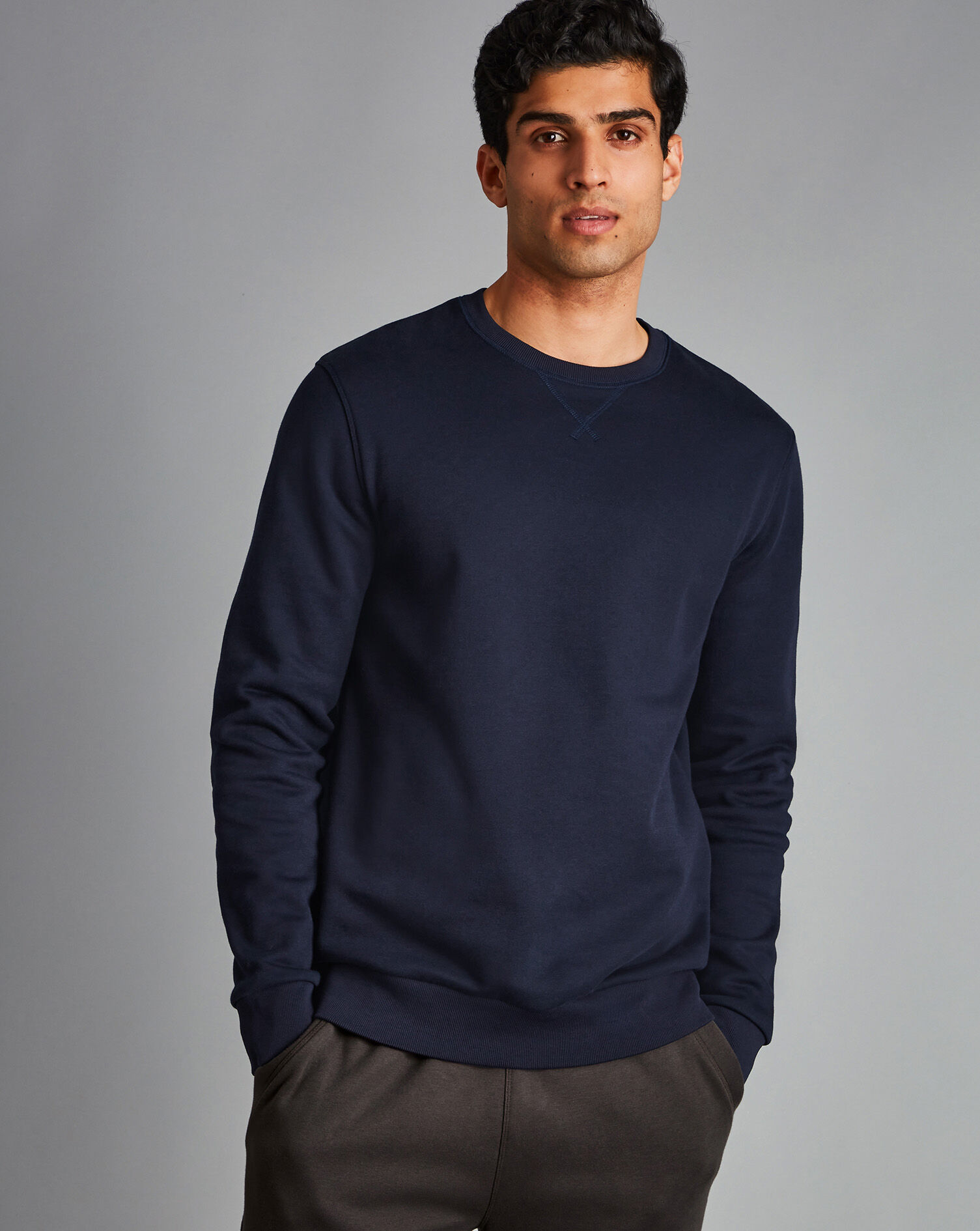 Charles Tyrwhitt Jersey Crew Neck Sweater - Navy