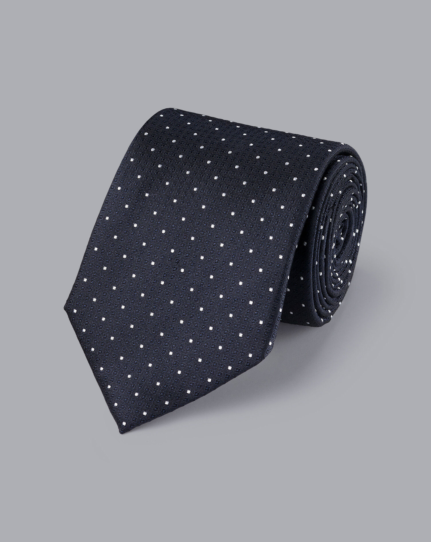 Charles Tyrwhitt Stain Resistant Polka Dot Silk Tie - Dark Navy