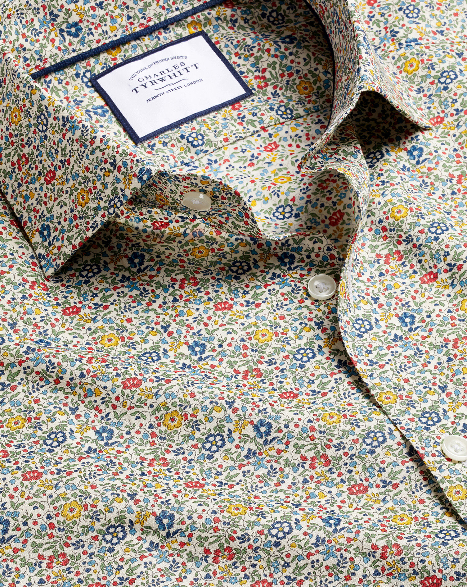 Charles Tyrwhitt Made with Liberty Fabric Floral Print Semi-Spread Collar Shirt - Multi
