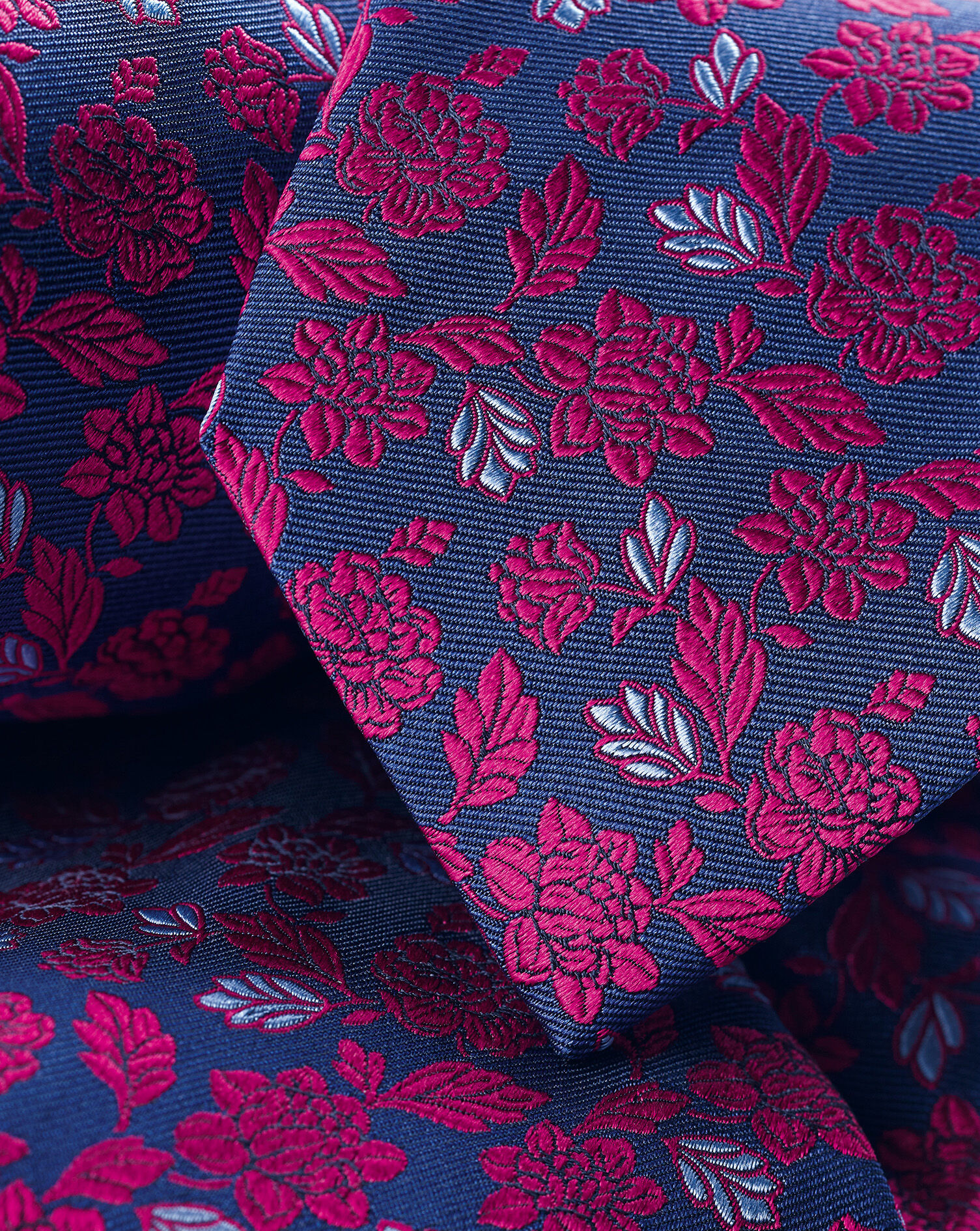 Charles Tyrwhitt Silk English Luxury Design Tie - Cobalt Blue & Dark Pink