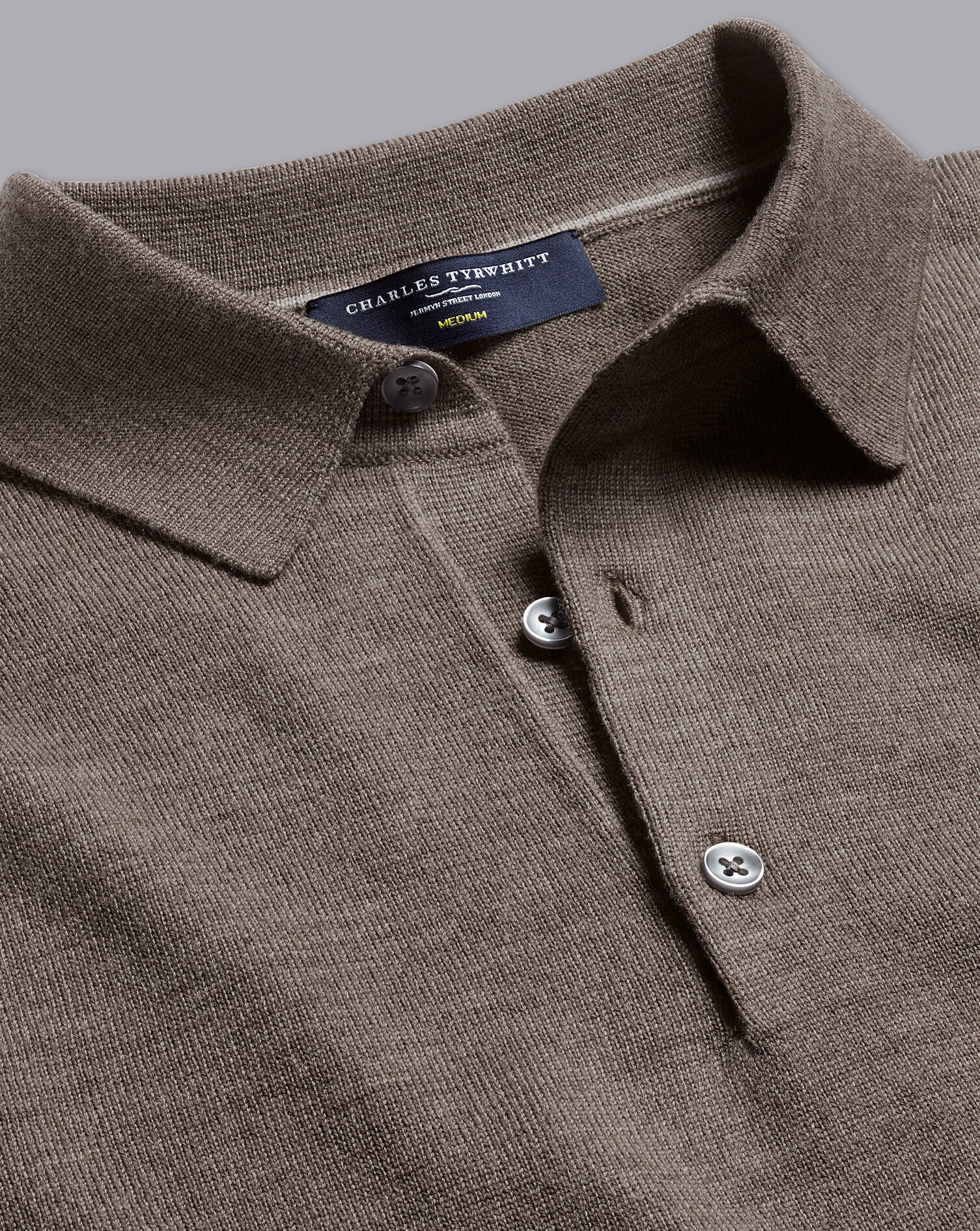 Charles Tyrwhitt Merino Polo Sweater - Mocha