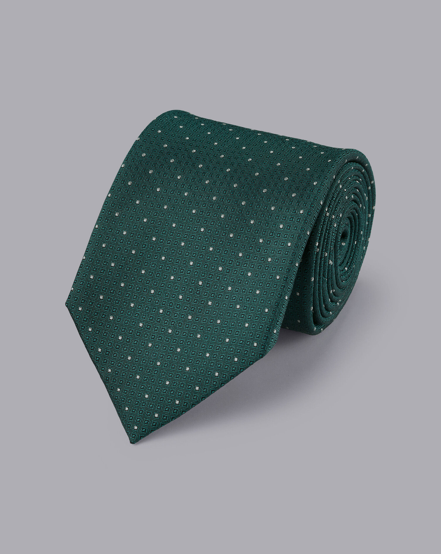 Charles Tyrwhitt Stain Resistant Polka Dot Silk Tie - Teal Green