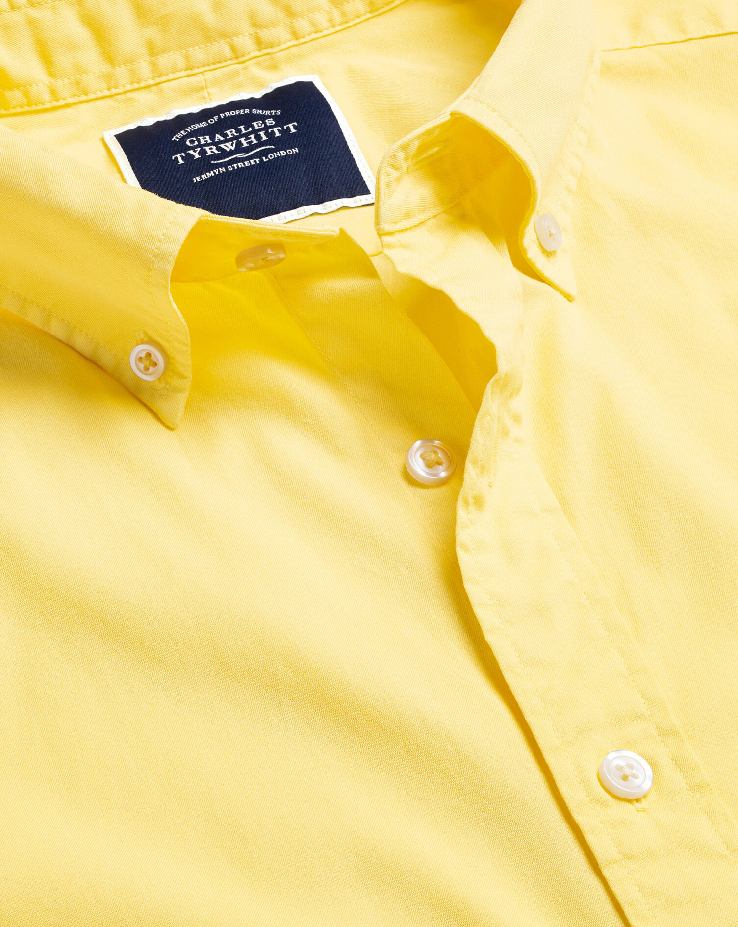Charles Tyrwhitt Washed Fine Twill Shirt - Lemon