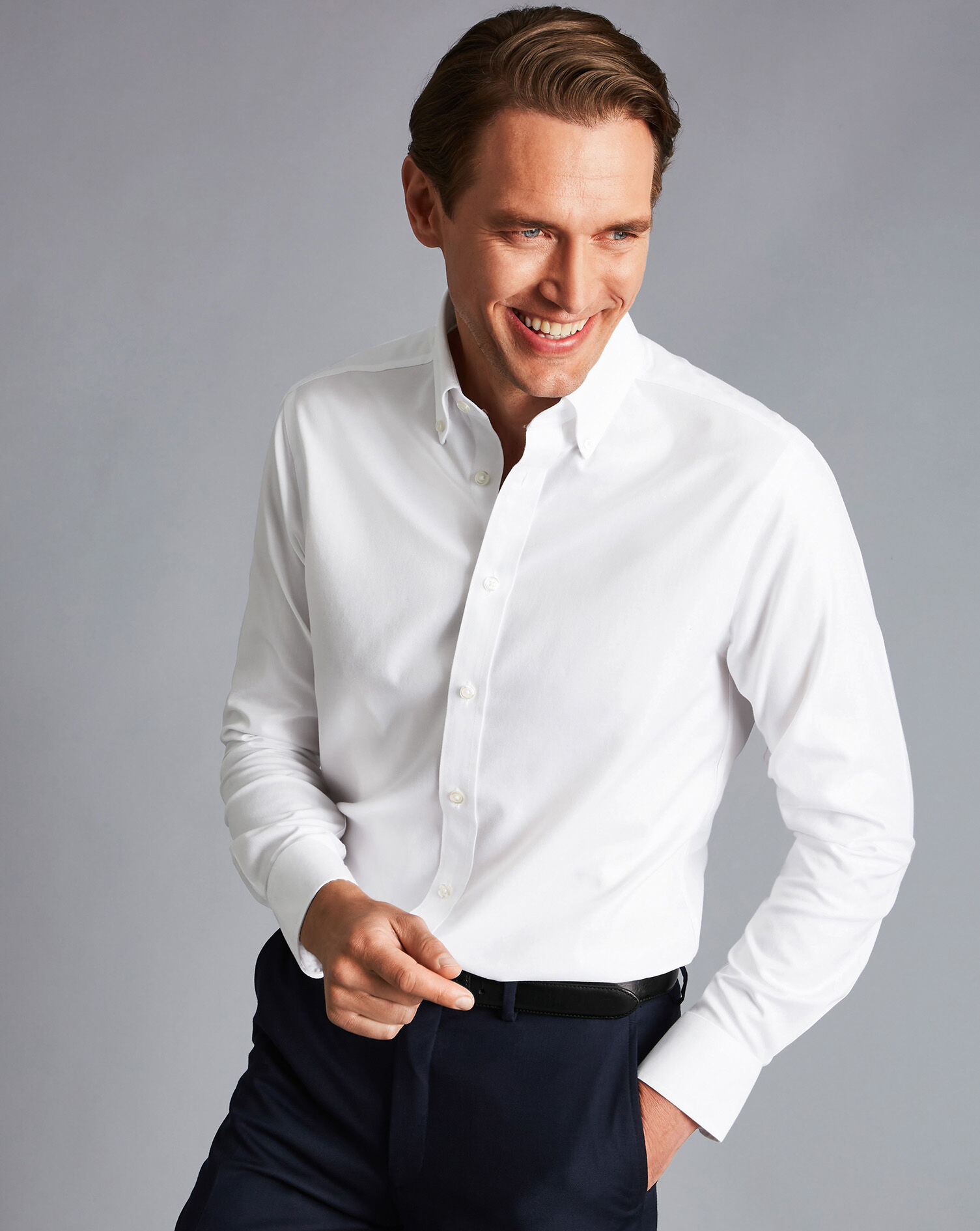 Charles Tyrwhitt Button-Down Non-Iron Twill Shirt - White