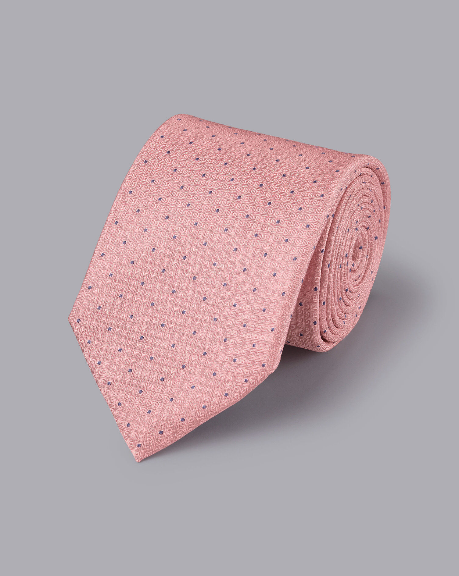 Charles Tyrwhitt Stain Resistant Polka Dot Silk Tie - Light Coral Pink