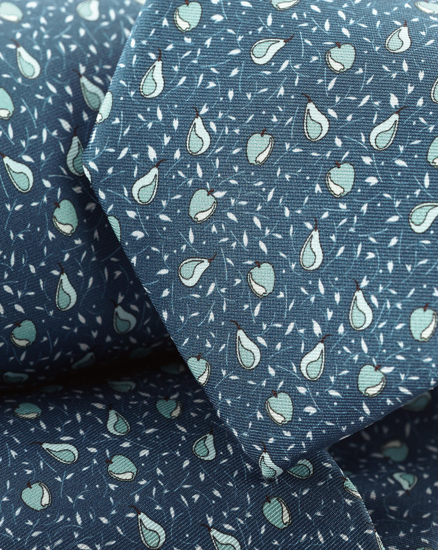 Charles Tyrwhitt Apples and Pears Print Silk Tie - Pale Teal Green
