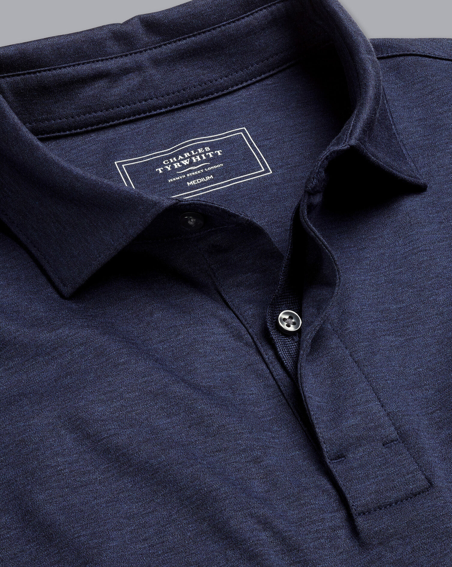 Charles Tyrwhitt Cotton TENCEL™ Mix Long Sleeve Polo - Indigo
