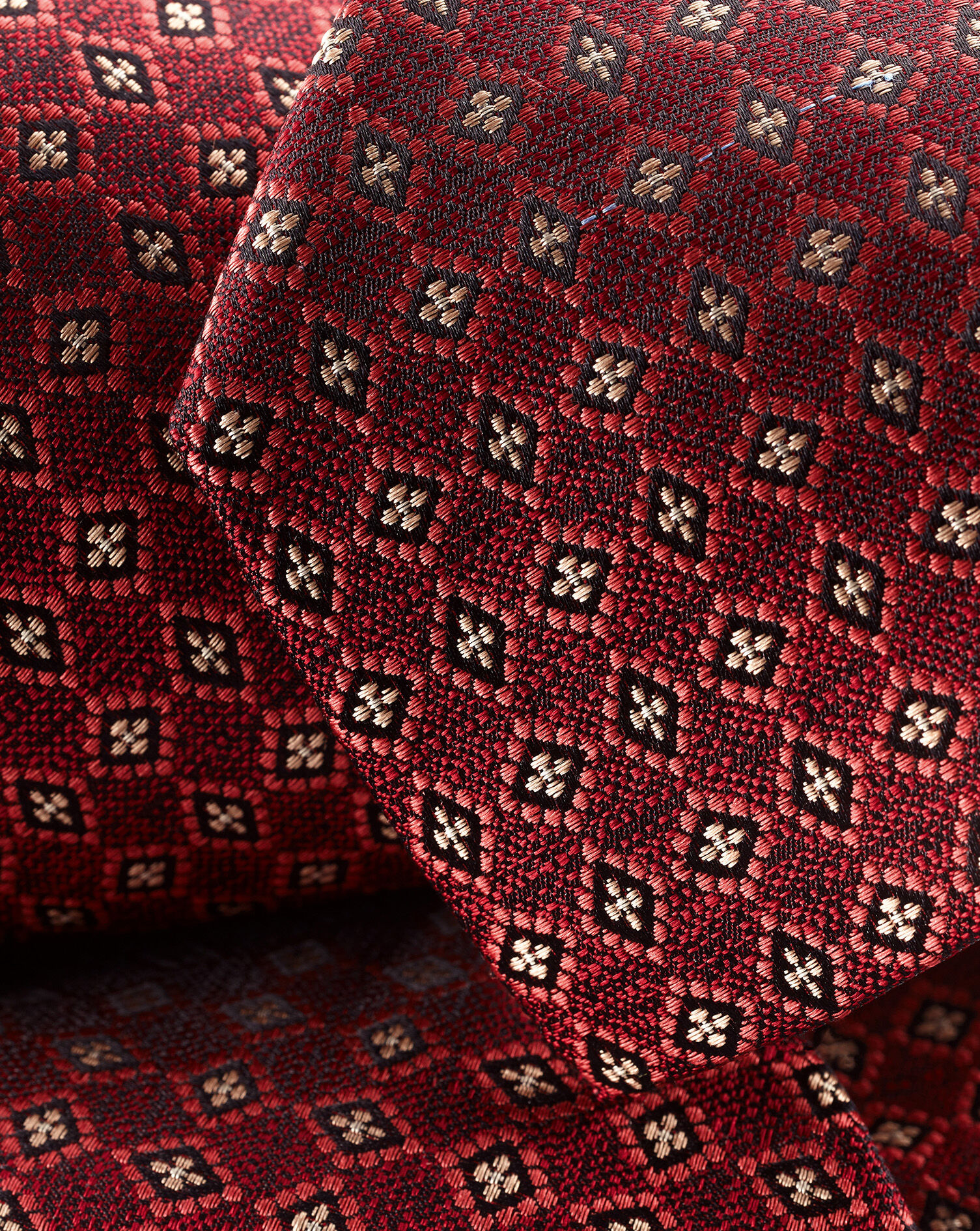 Charles Tyrwhitt Stain Resistant Floral Silk Tie - Maroon Red