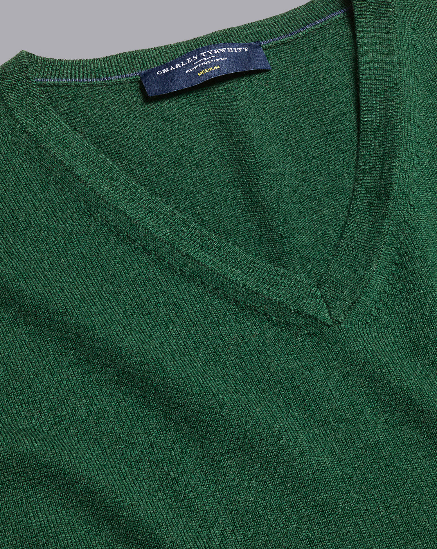 Charles Tyrwhitt Merino V-Neck Sweater - Dark Green
