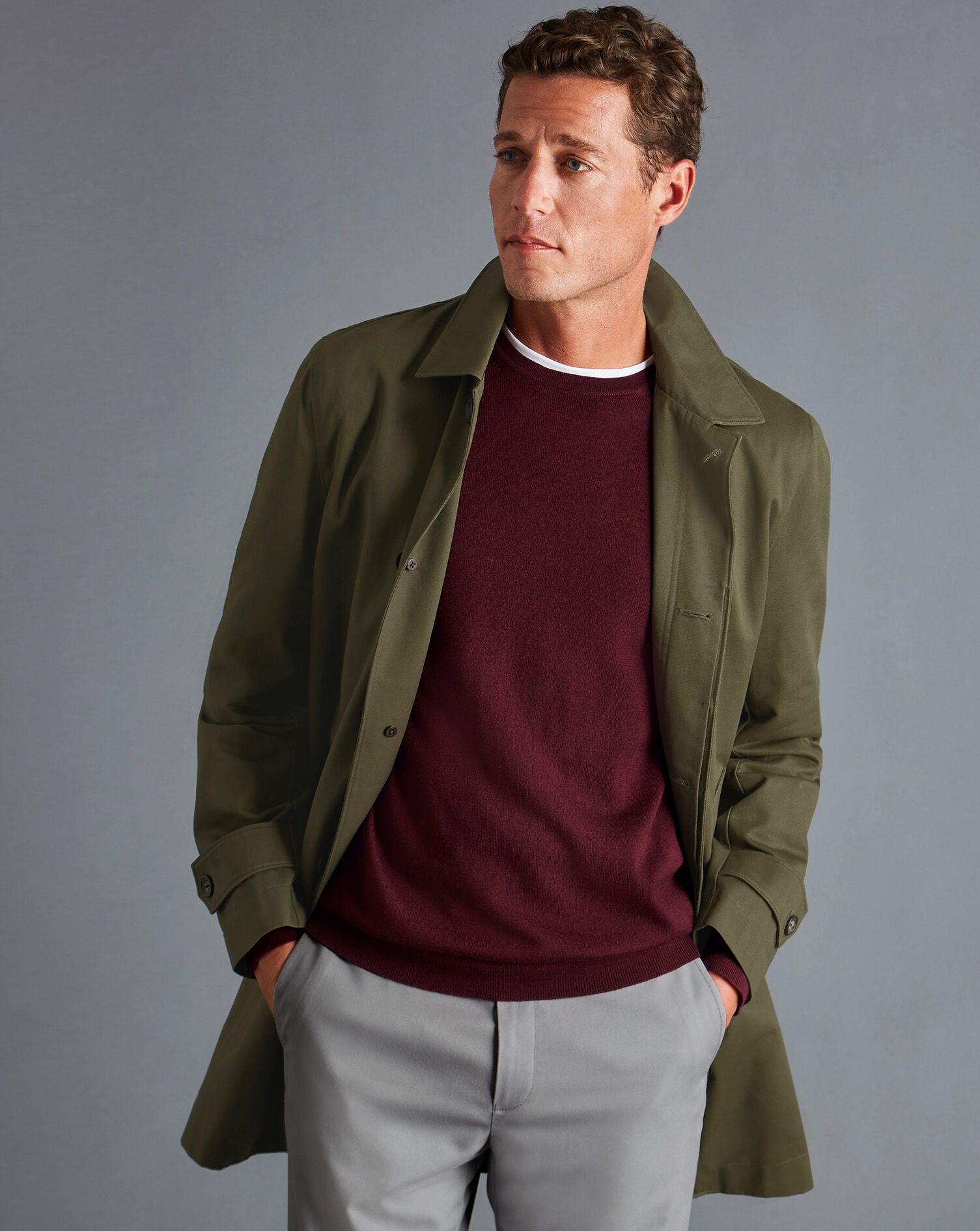 Charles Tyrwhitt Cotton Classic Raincoat - Olive Green