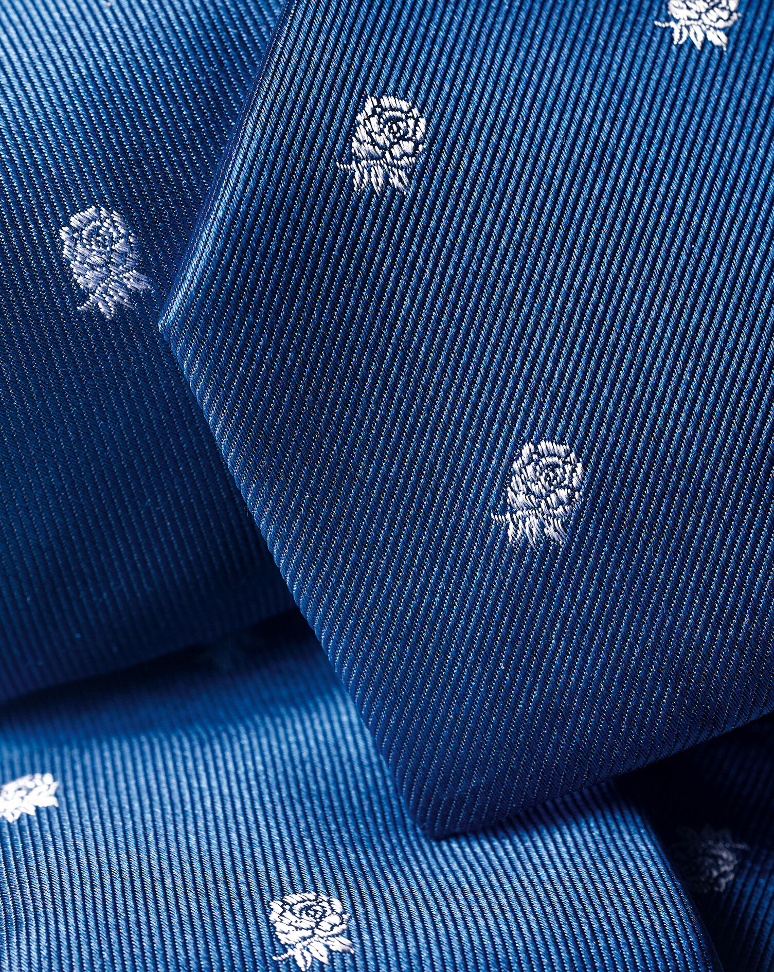 Charles Tyrwhitt England Rugby Club Tie With Rose Motif - Royal Blue
