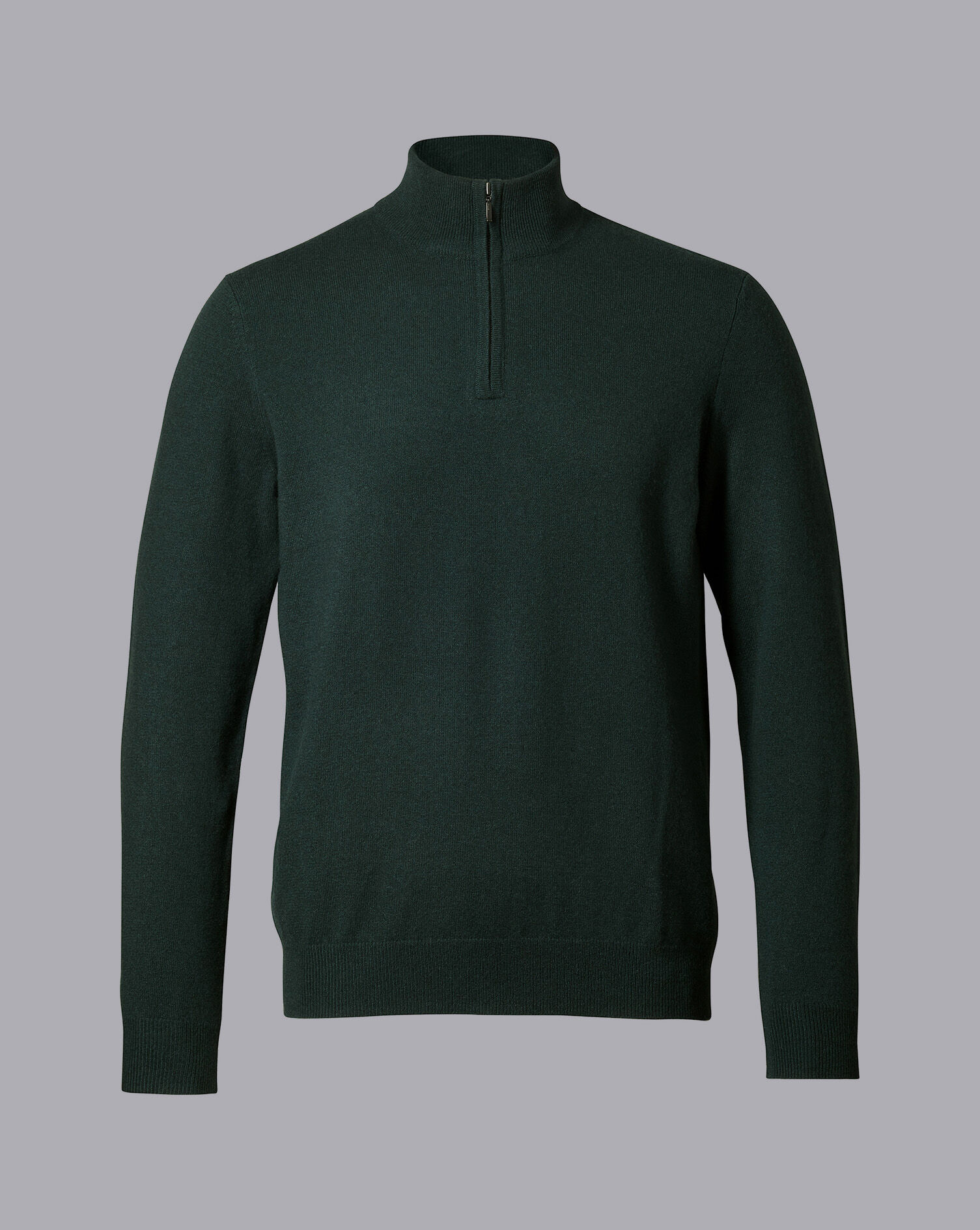 Charles Tyrwhitt Cashmere Zip Neck Sweater - Forest Green