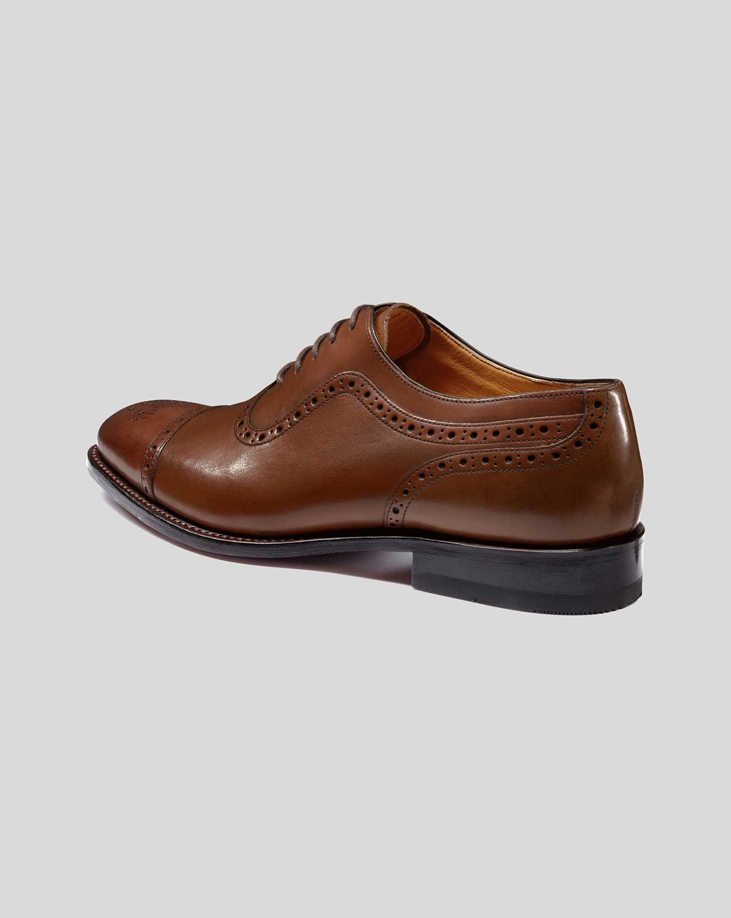 Charles Tyrwhitt Goodyear Welted Oxford Brogue Shoes - Chestnut Brown