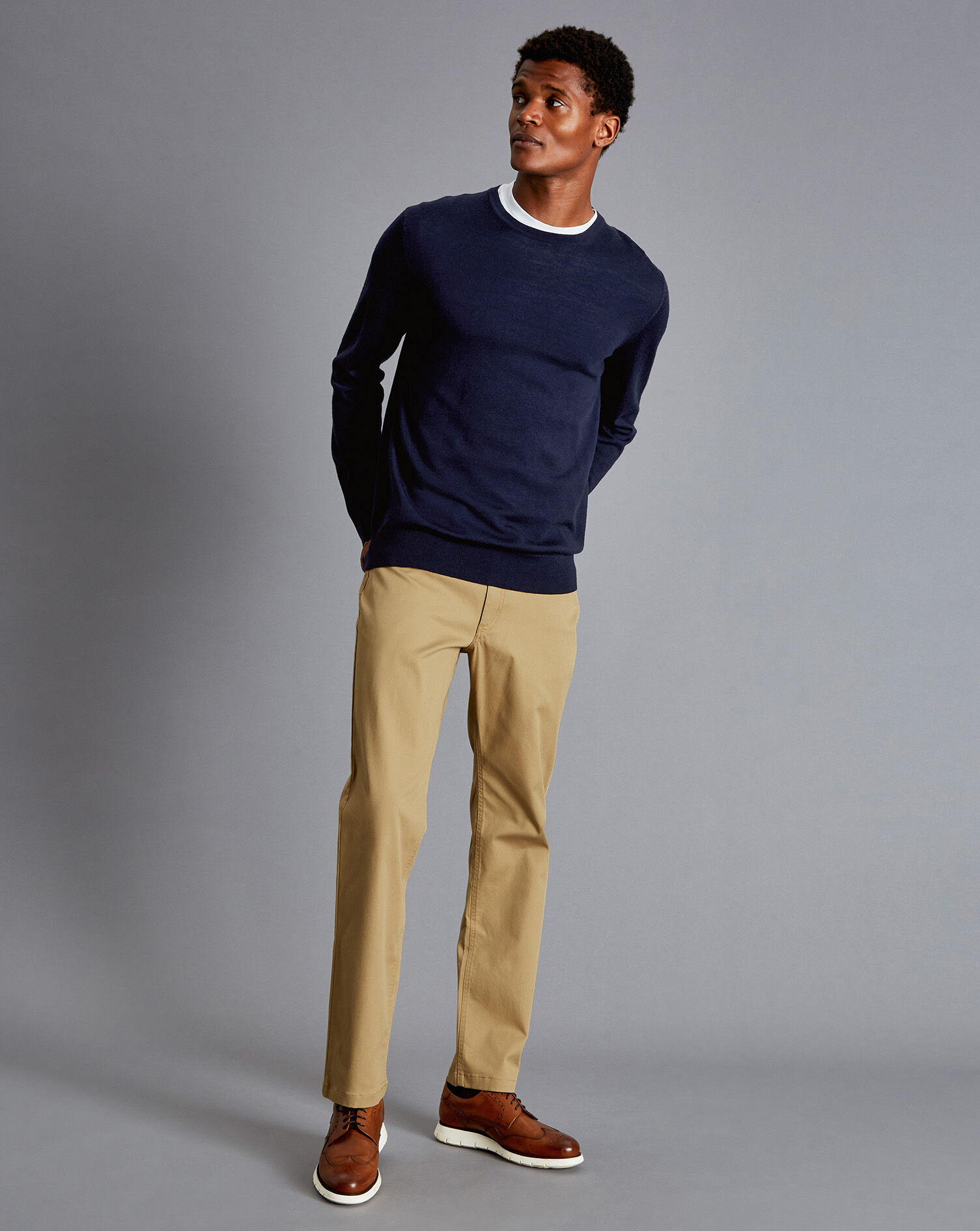 Charles Tyrwhitt Textured 5-Pocket Pants - Sand