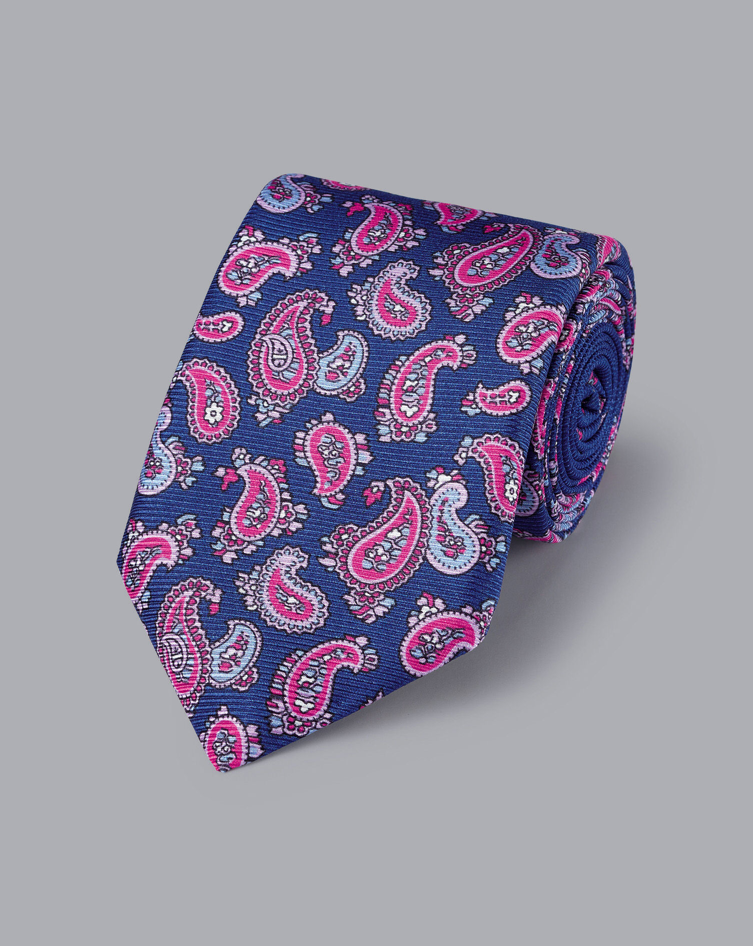 Charles Tyrwhitt Italian Printed Silk Tie - Cobalt Blue