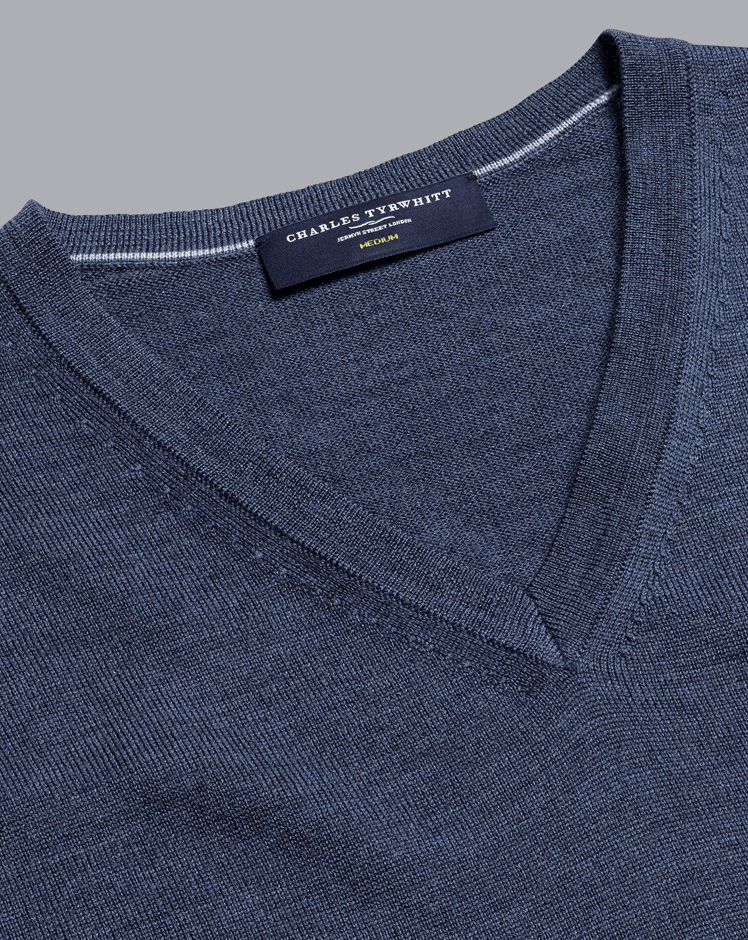 Charles Tyrwhitt Merino V-Neck Sweater - Indigo Melange