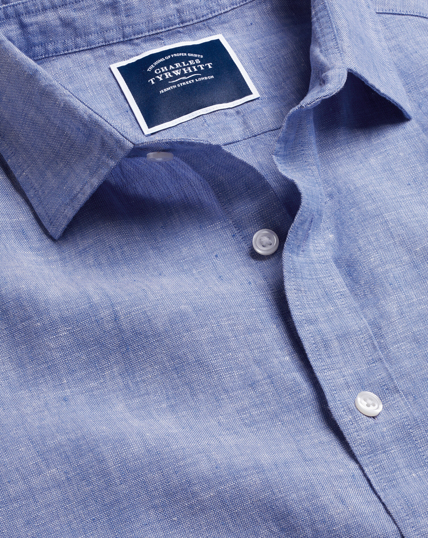 Charles Tyrwhitt Pure Linen Shirt - Cobalt Blue