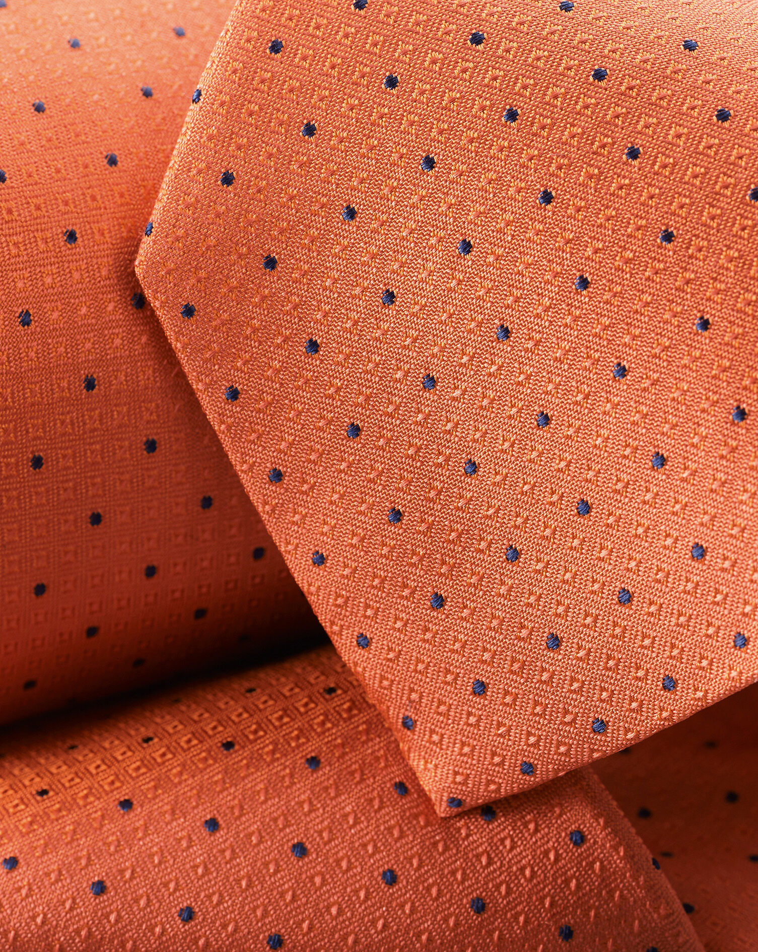 Charles Tyrwhitt Stain Resistant Polka Dot Silk Tie - Orange