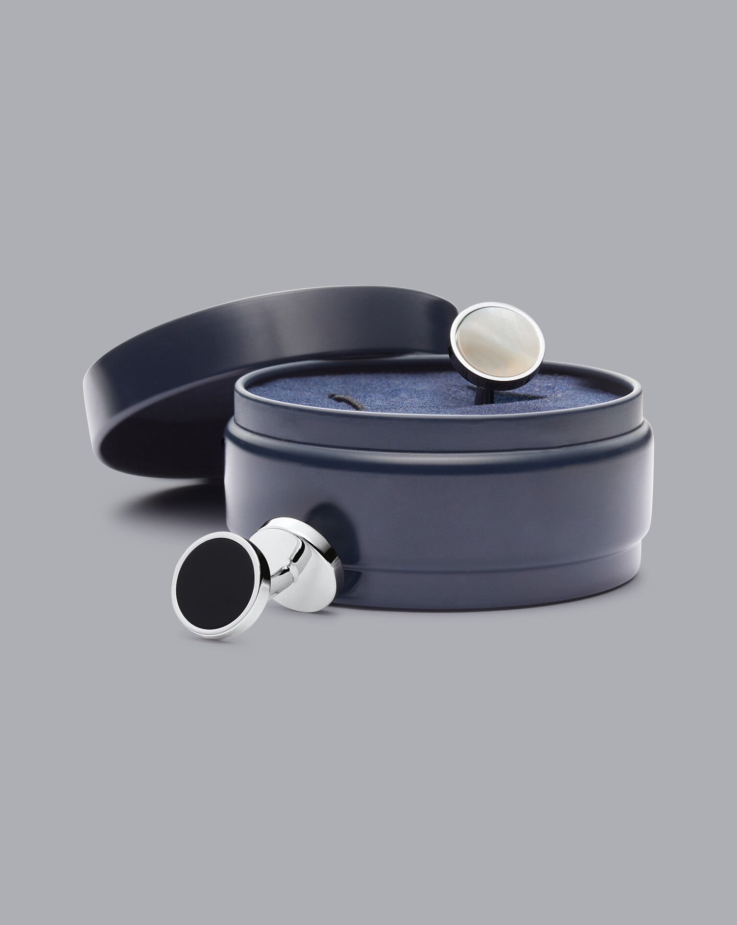 Charles Tyrwhitt Mother of Pearl and Onyx Evening Cufflinks - Silver